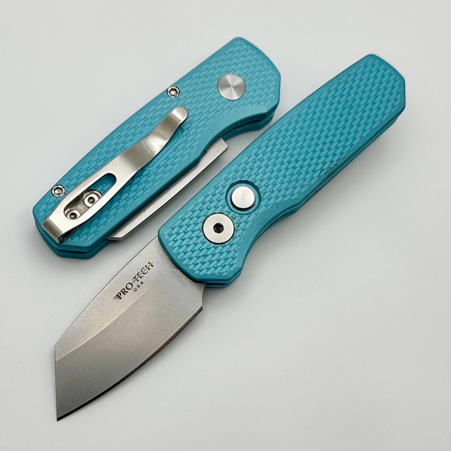 Pro-Tech Runt 5 Ultimate EDC Knife - Tiffany Blue Handle & Stonewash MagnaCut Reverse Tanto