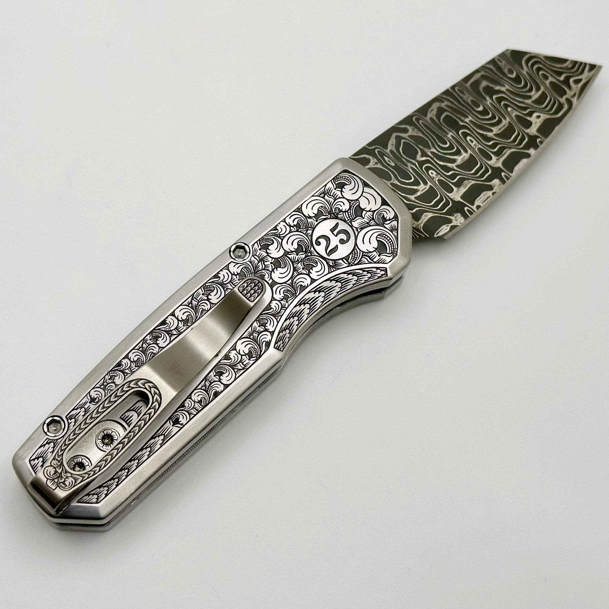 Pro-Tech Runt 5 Ultimate Custom Engraved Damascus Blade Knife