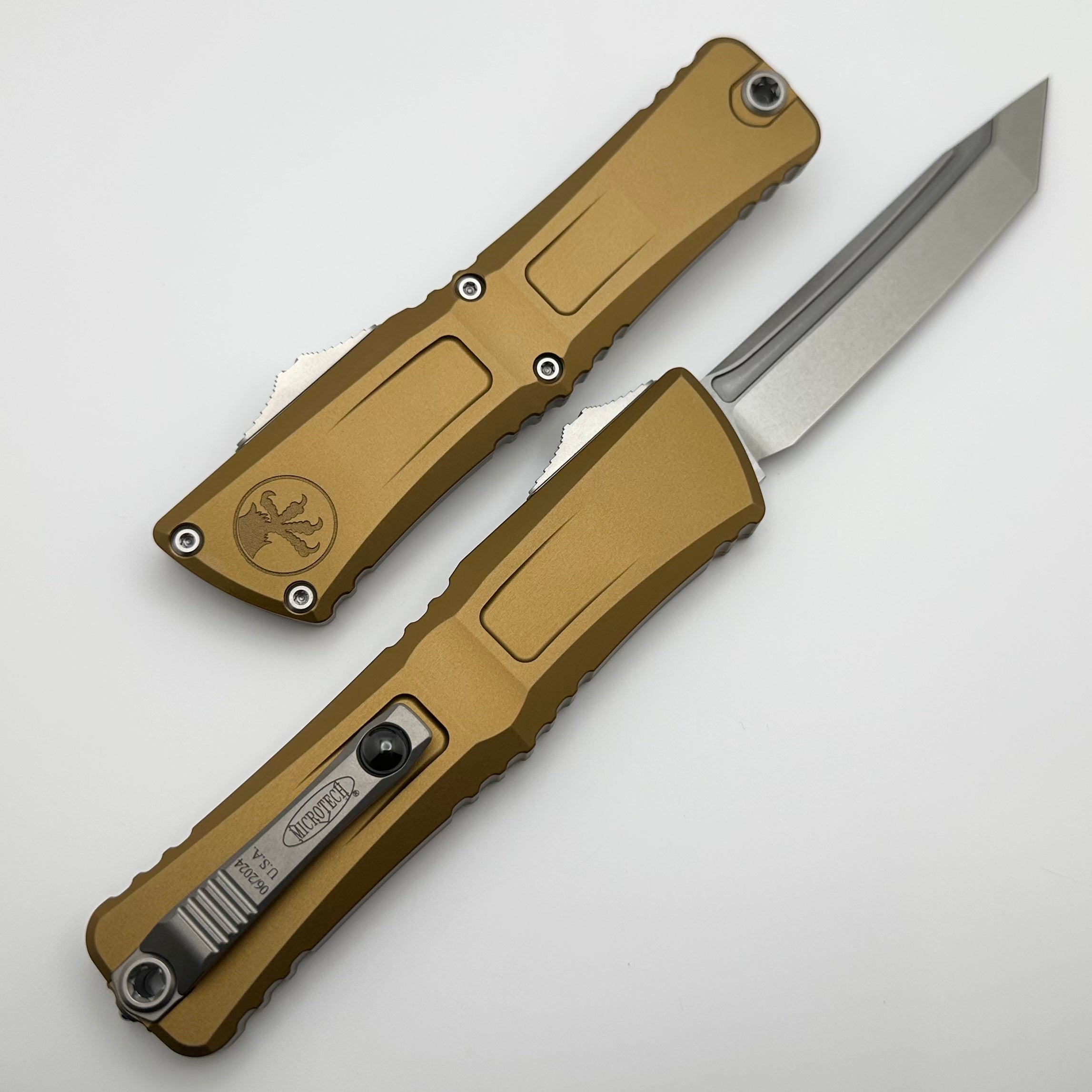 Microtech Combat Troodon Gen III Premium Tactical Knife - Stonewash Tanto Blade with Tan Handle