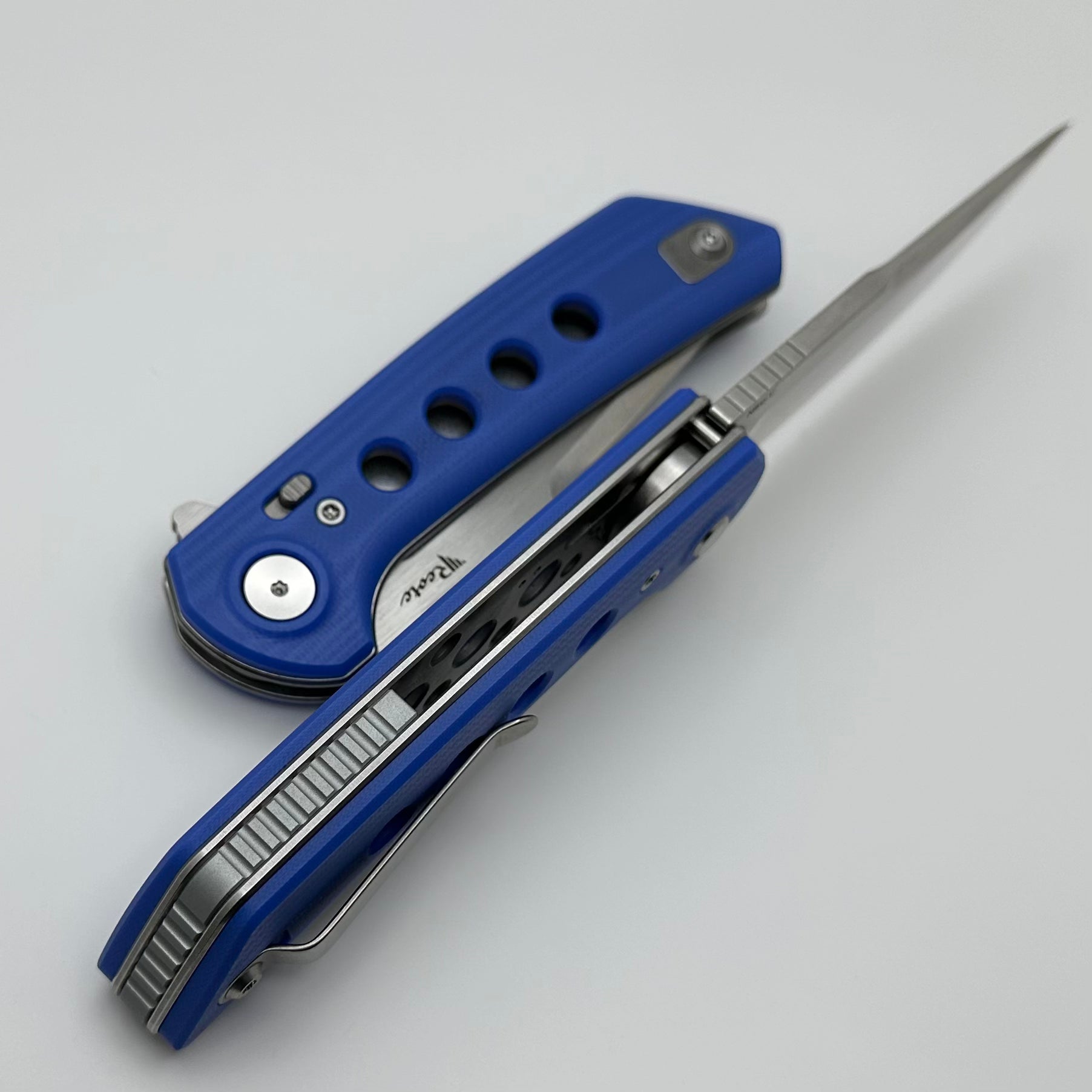 Premium Reate PL-XF Folding Knife - Blue G-10 Handles & Stonewash Nitro-V Blade