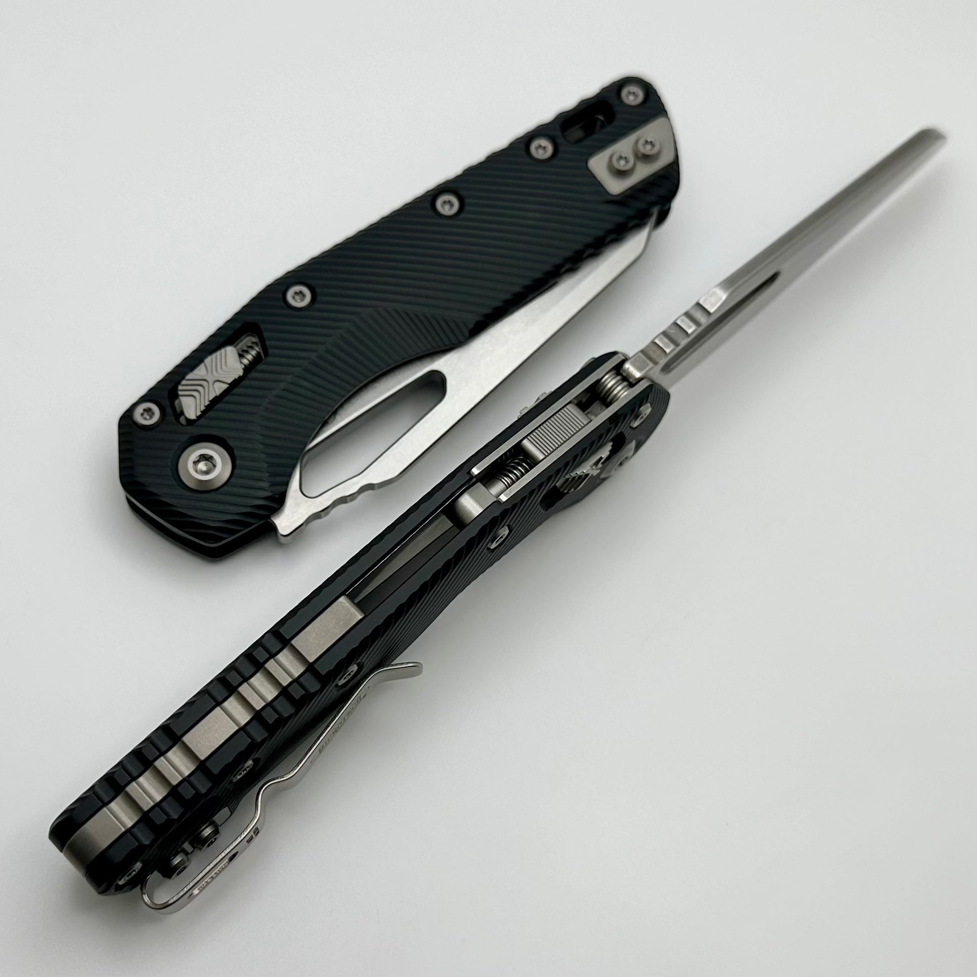 Microtech MSI RAM-LOK Premium Folding Knife - Black Fluted Aluminum & Stonewash M390MK