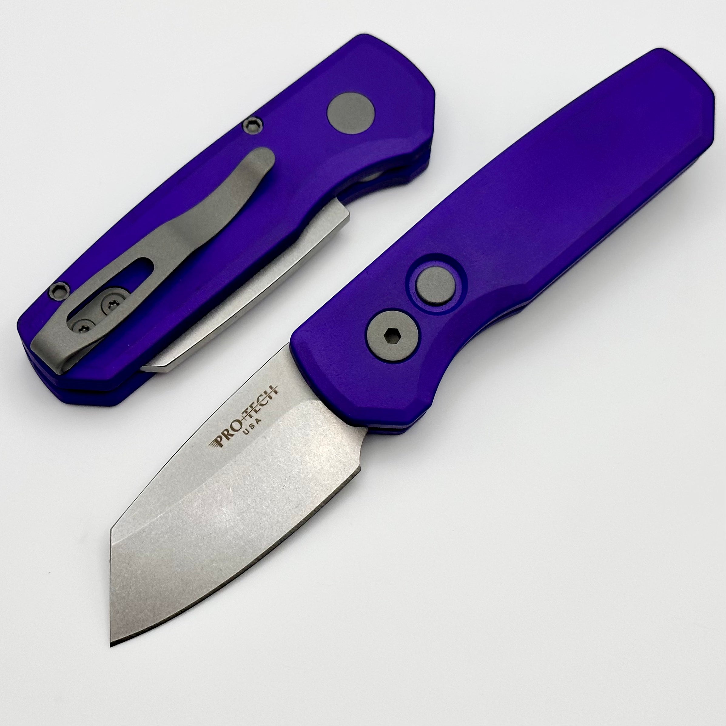 Pro-Tech Runt 5 | Premium Reverse Tanto Knife with Purple Aluminum Handle & MagnaCut Blade