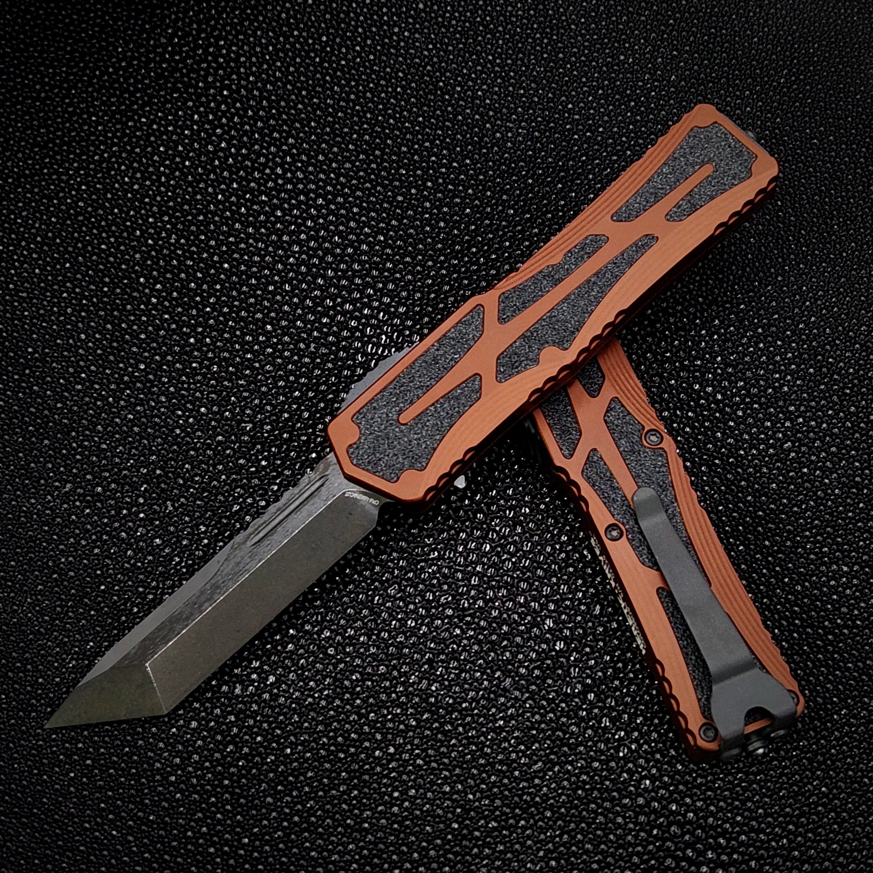 Heretic Knives Colossus DLC Tanto Magnacut - Premium Root Beer Handle Tactical Knife