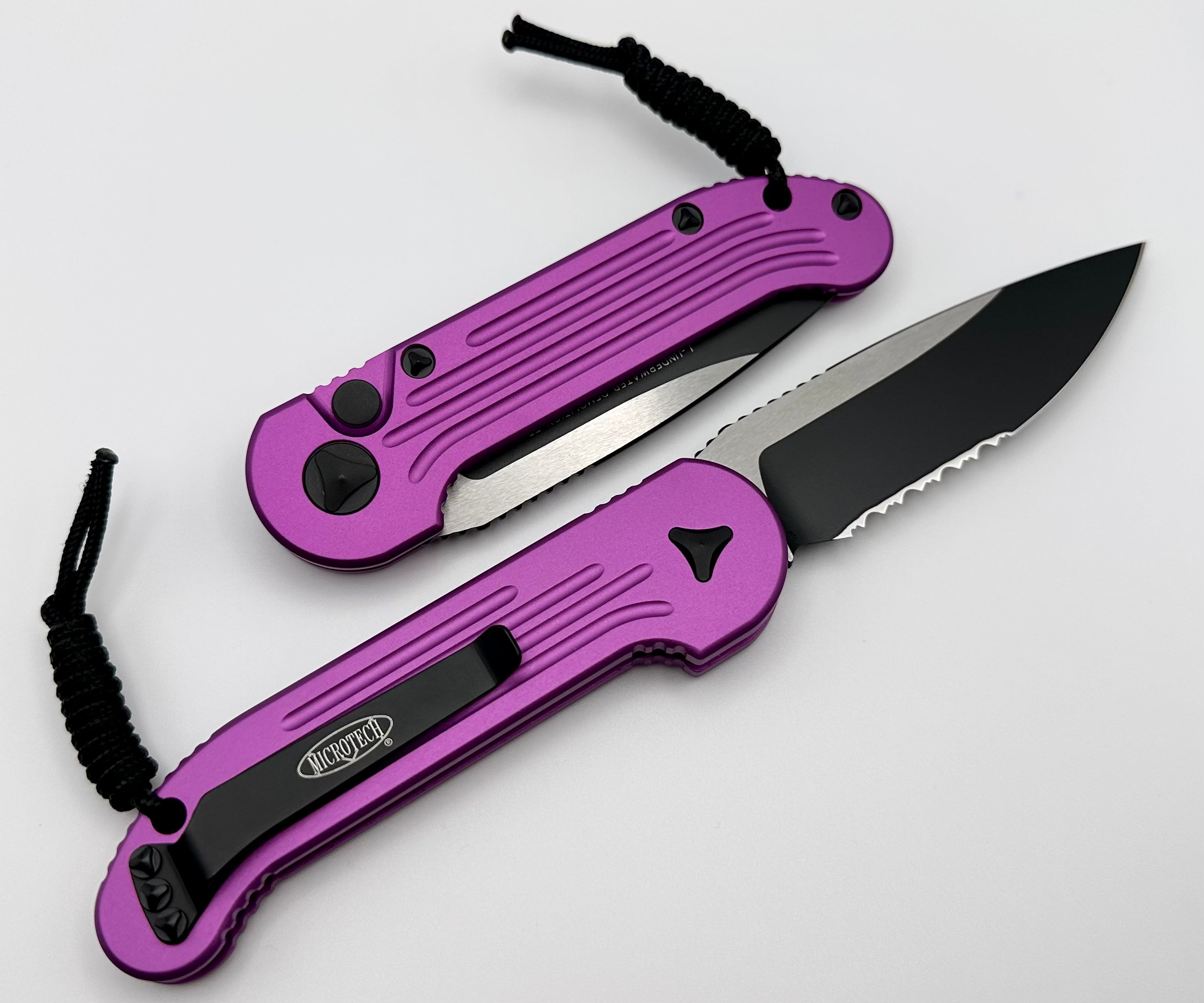 Microtech L.U.D.T Ultimate Tactical Knife - Violet & Black Serrated Edge