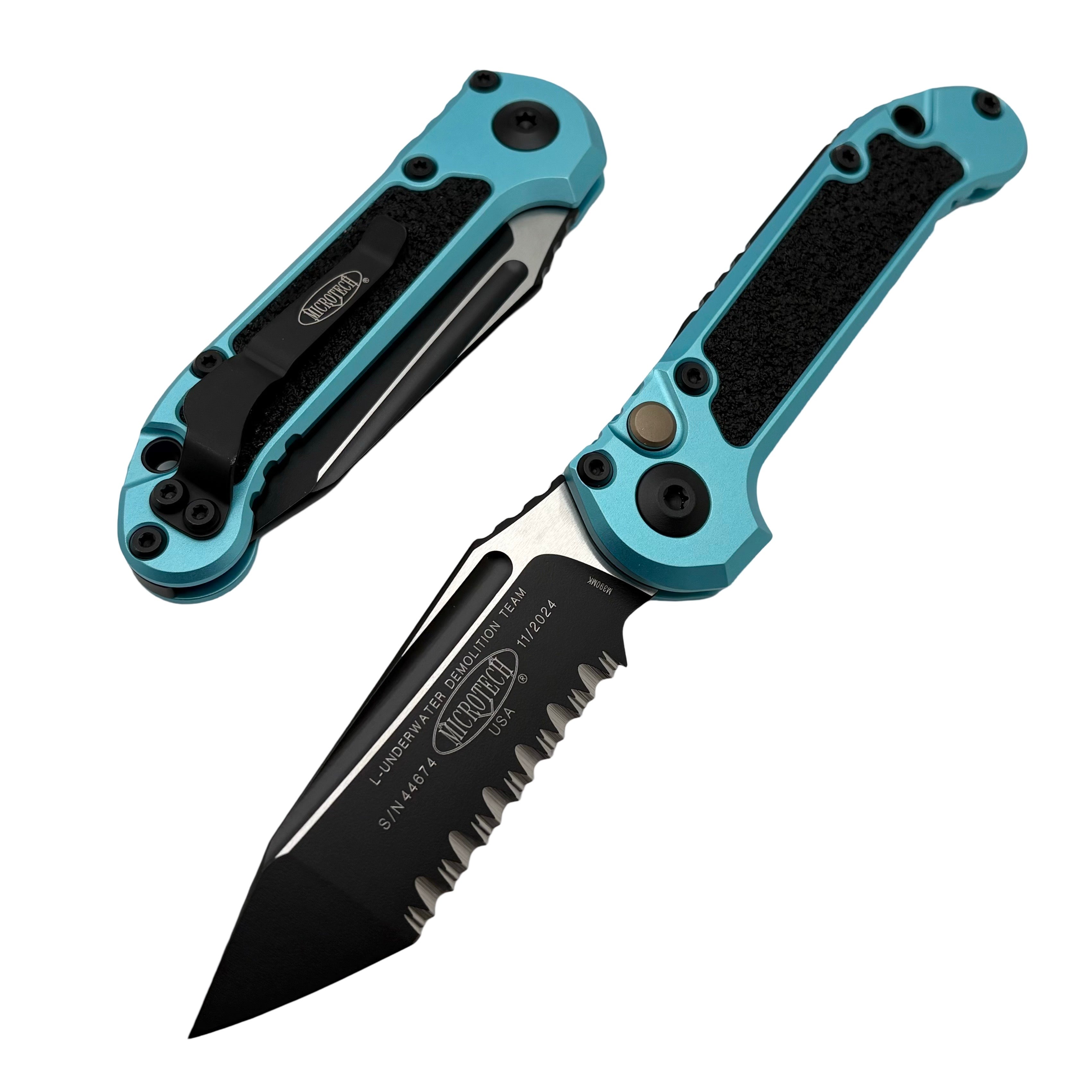 Premium Microtech LUDT Gen III Tactical Knife - Black Tanto Blade with Turquoise Handle