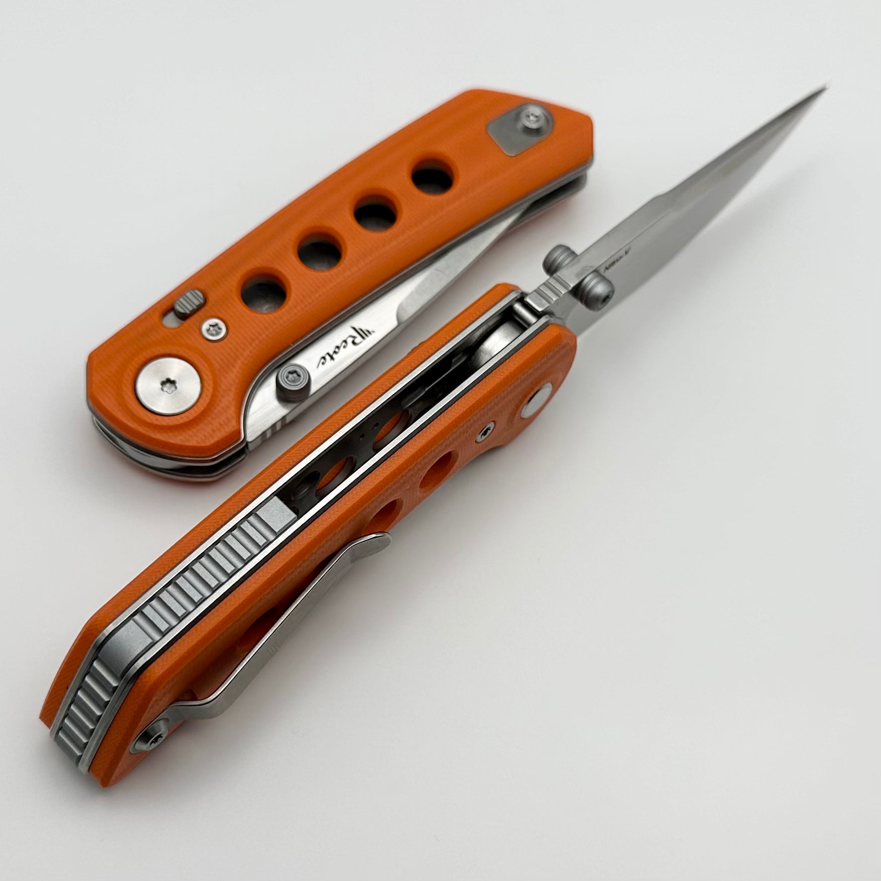 Reate PL-XT Ultimate EDC Folding Knife - Orange G-10 & Stonewash Nitro-V