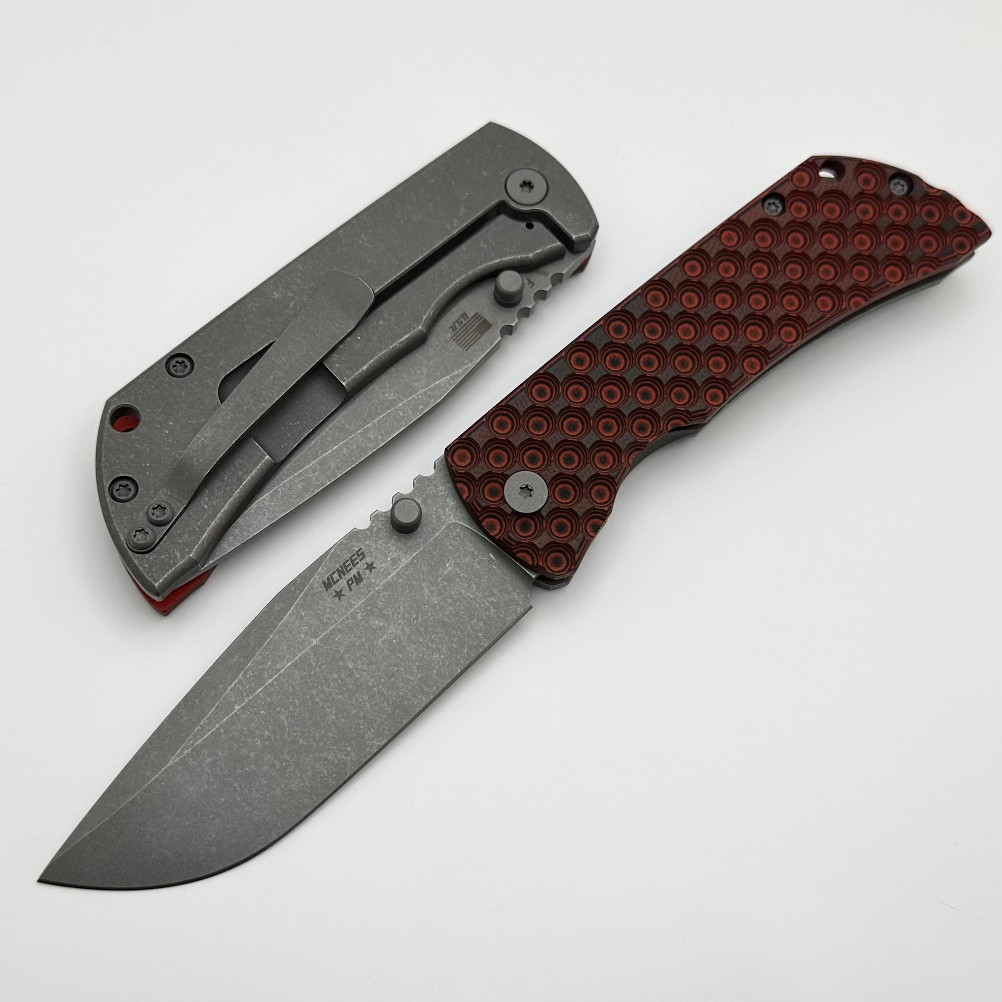 McNees Performance Machined Mac 2 3.5 Gen 2 F - Ultimate Atomic Red/Black G-10 & Titanium Knife with MagnaCut Blade