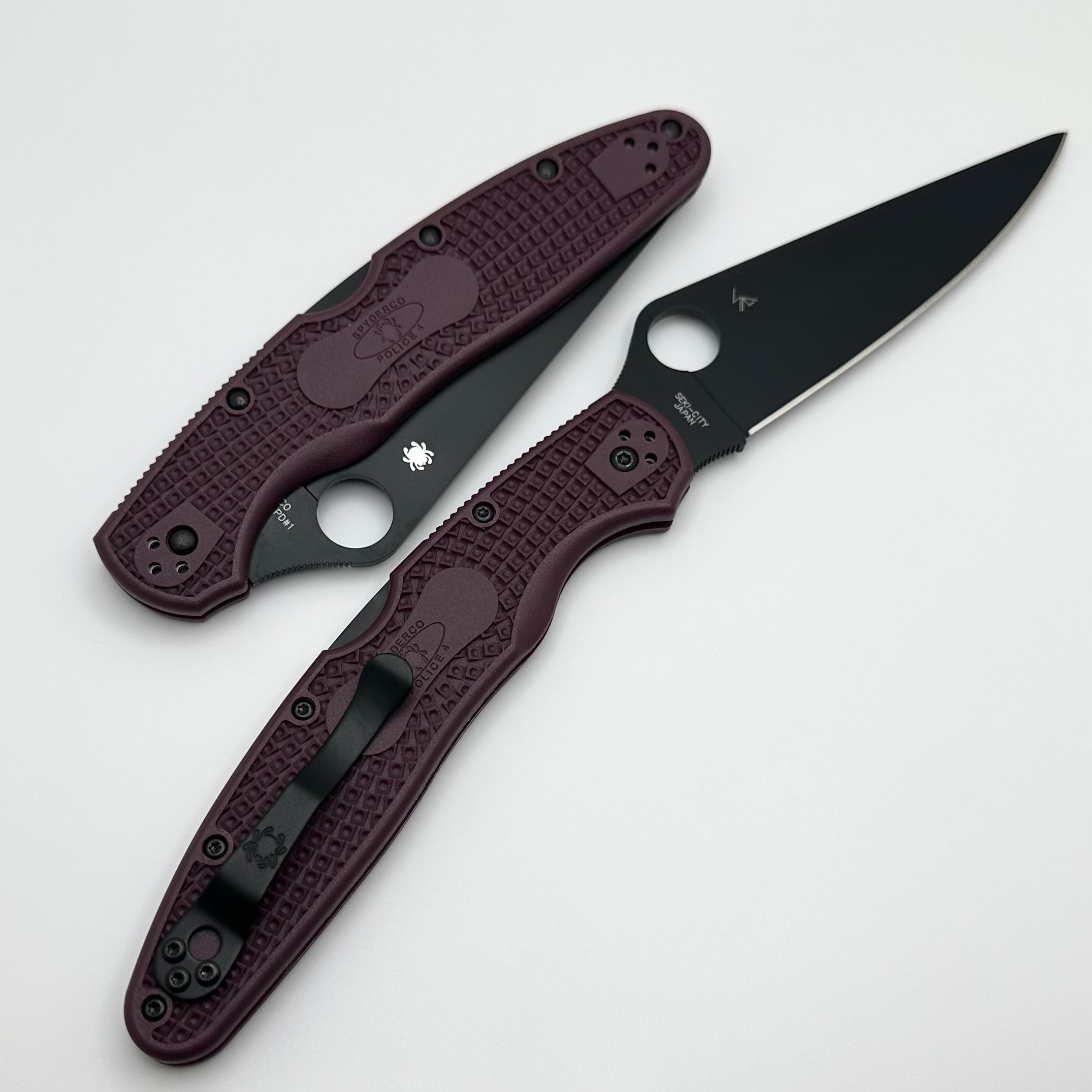 Premium Spyderco Police 4 Sprint Run: Burgundy FRN & Micro-Melt PD#1