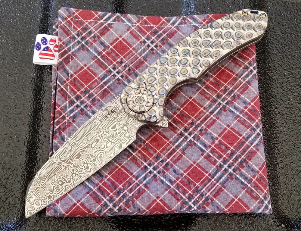 Premium Large F3 Damasteel Knife - Torched Edition