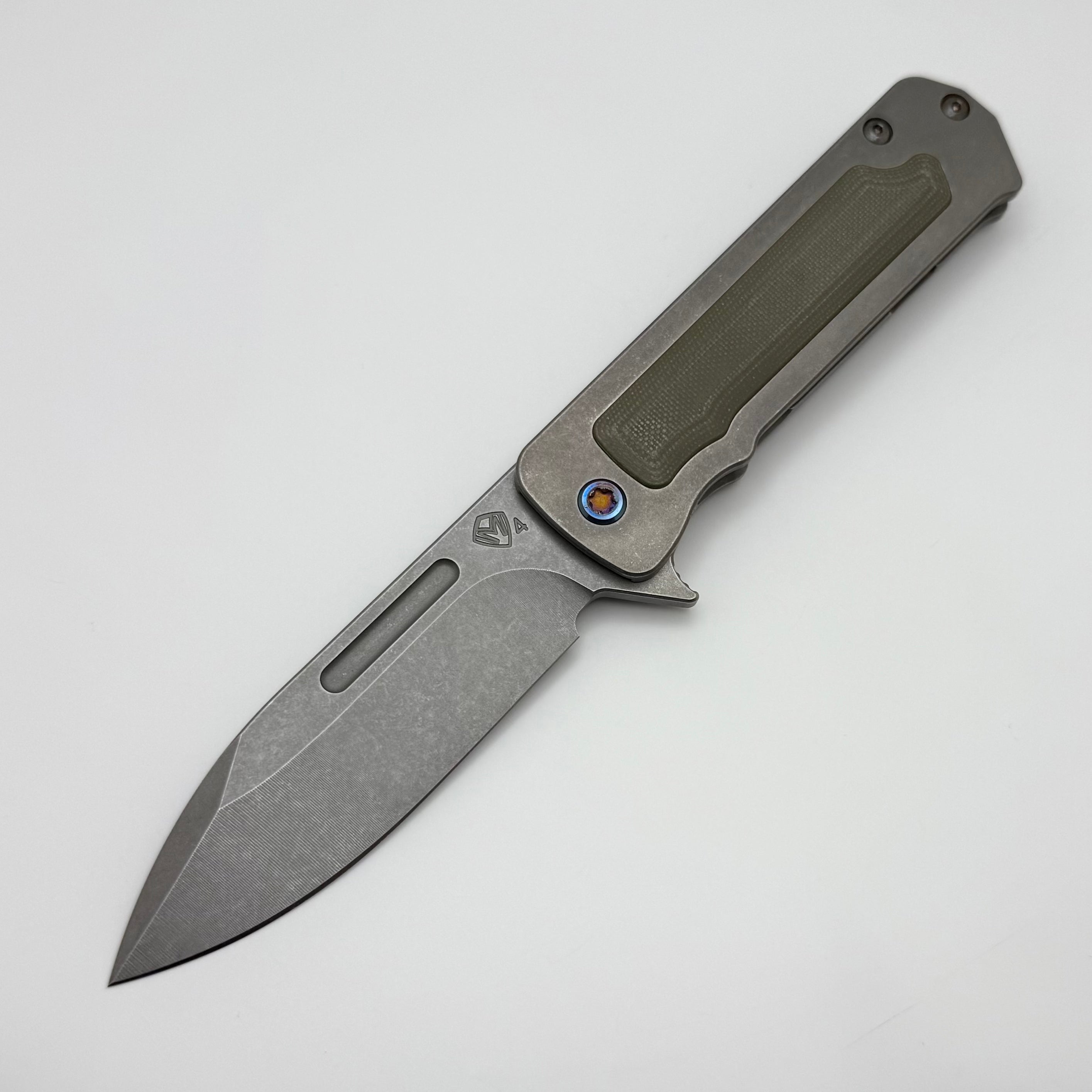 Medford TFF-4 Old School Drop Point Knife - Premium S45VN Steel with OD Green G-10 Inlay & Flamed Hardware