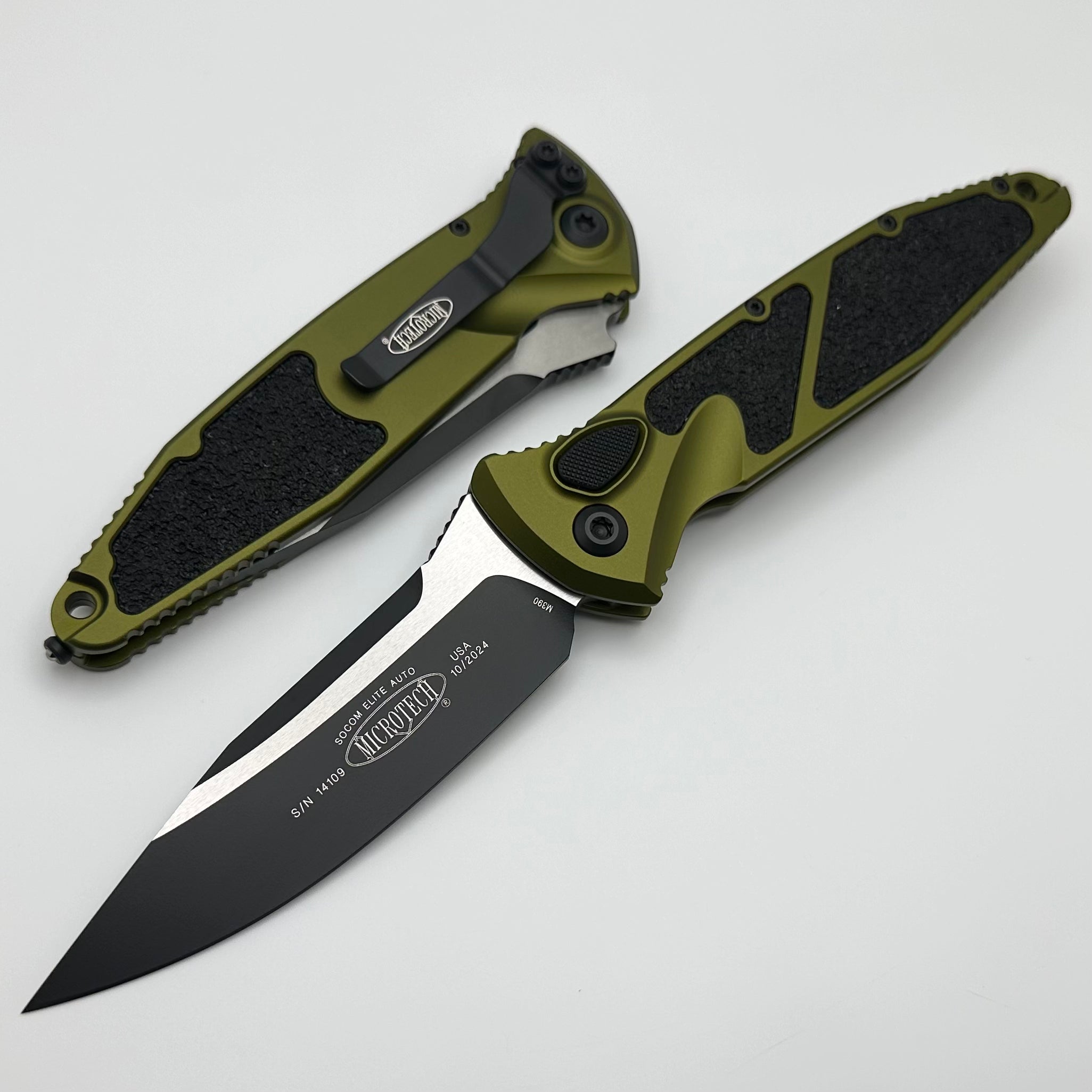 Microtech Socom Elite Auto Tactical Knife - Black S/E OD Green