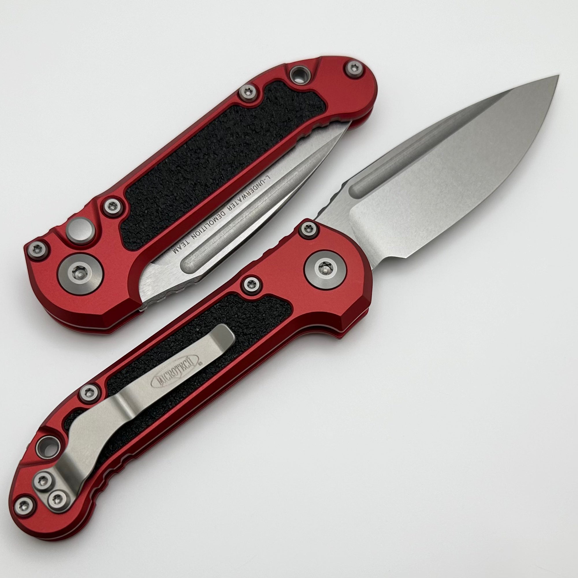 Microtech LUDT Gen III Stonewash Drop Point Knife - Premium Red Aluminum Handle