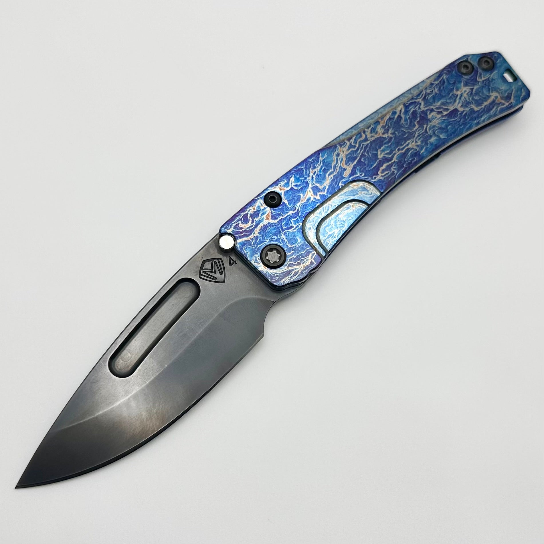 Medford Slim Midi DLC Drop Point Knife - Premium S45VN Blade & Blue Acid Etch Flamed Design