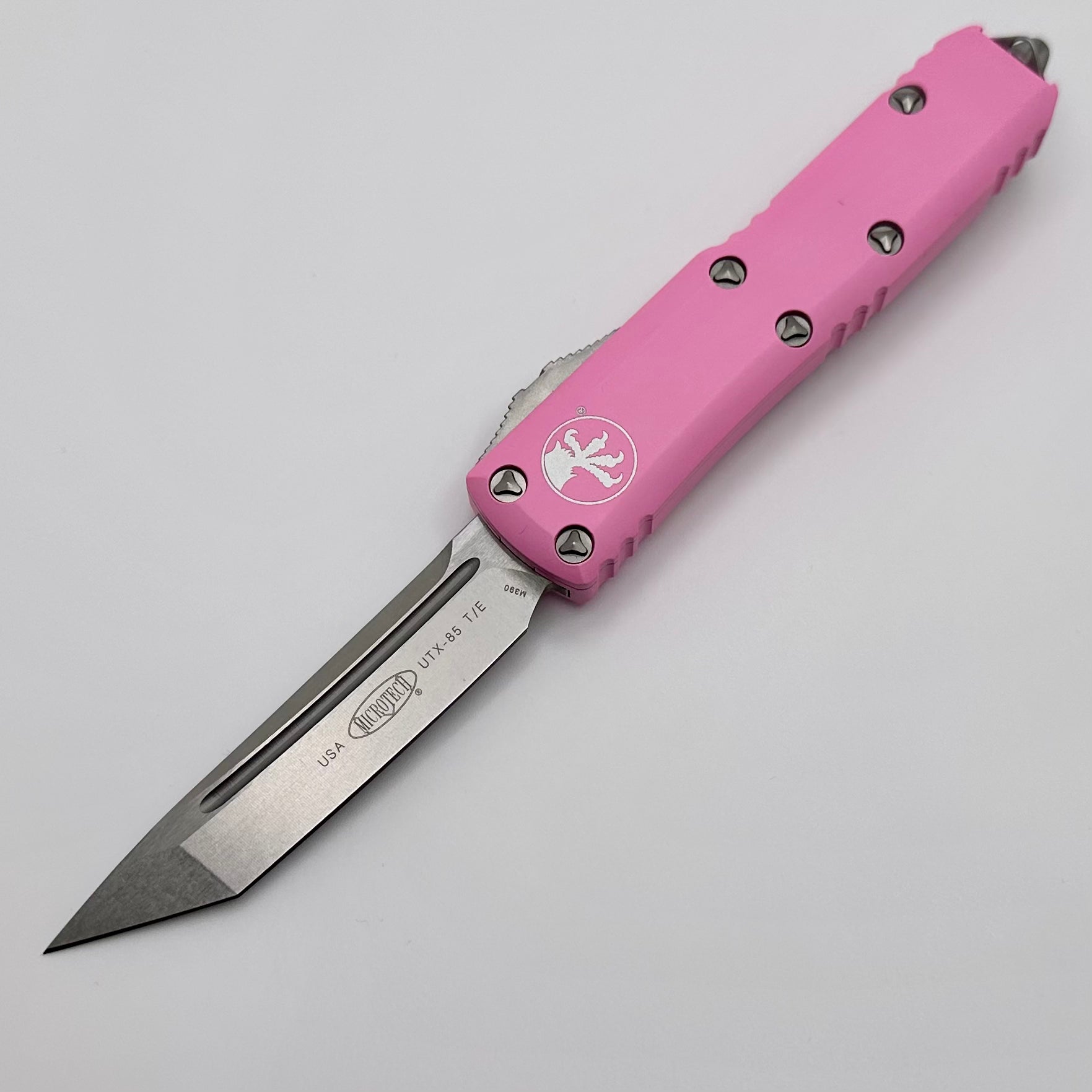 Premium Microtech UTX-85 Tanto Stonewash Knife - Blasted Pink (Pre-Owned)