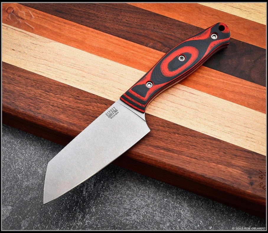 RMJ Tactical Osprey 9 Premium Fixed Blade Knife - Stonewash Sandvik 14C28N & Black Widow G10
