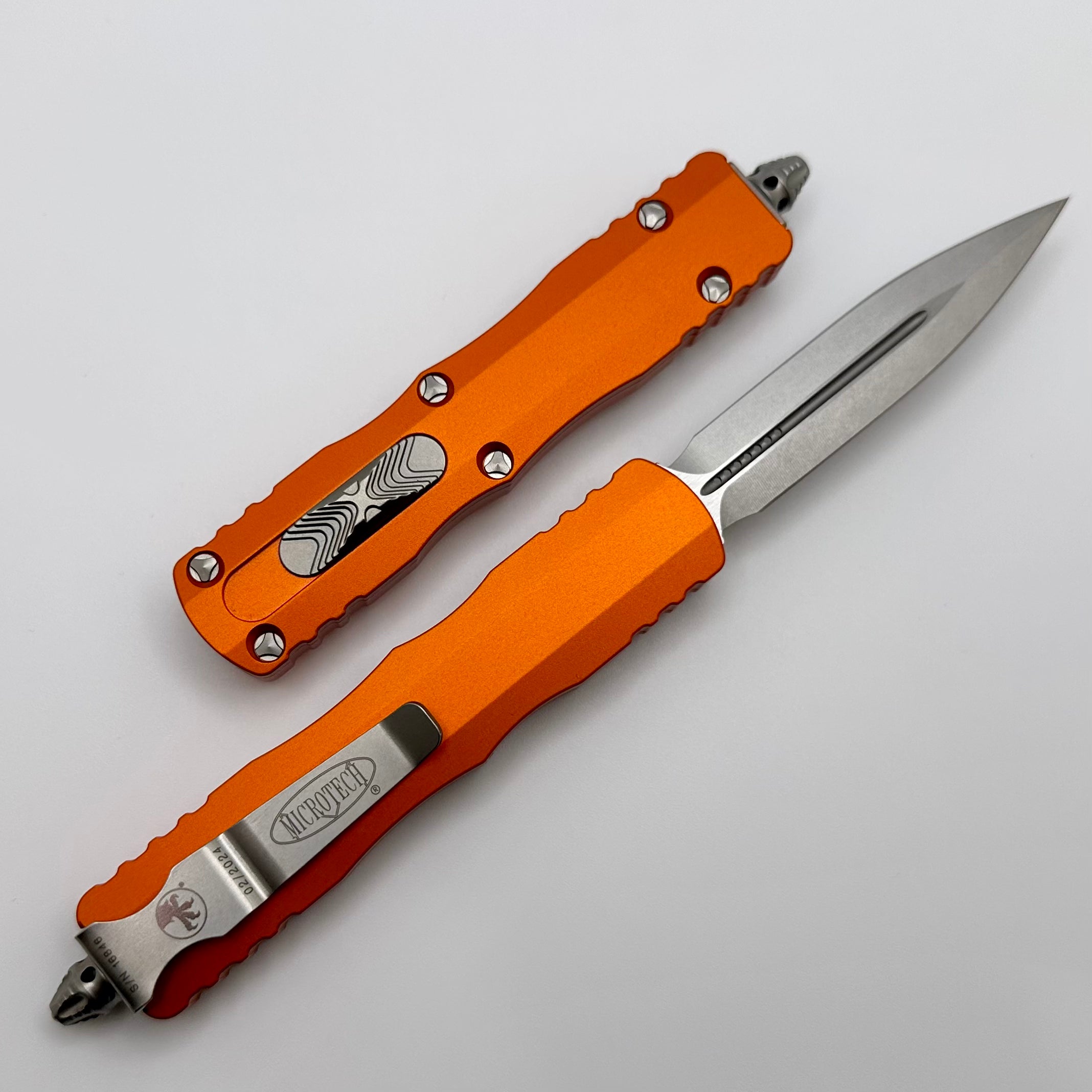 Microtech Dirac Double Edge OTF Knife - Premium Stonewash & Orange Finish