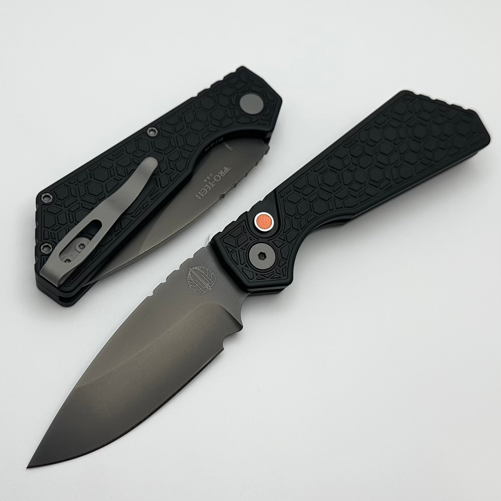 Pro-Tech PT Plus Ultimate Black Gridlock Aluminum Knife with Smoky Gray Cru-Wear Blade