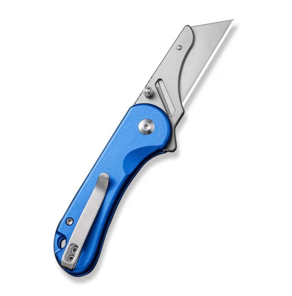 Civivi Elementum Premium Utility Knife with Blue Aluminum Handles & Button Lock