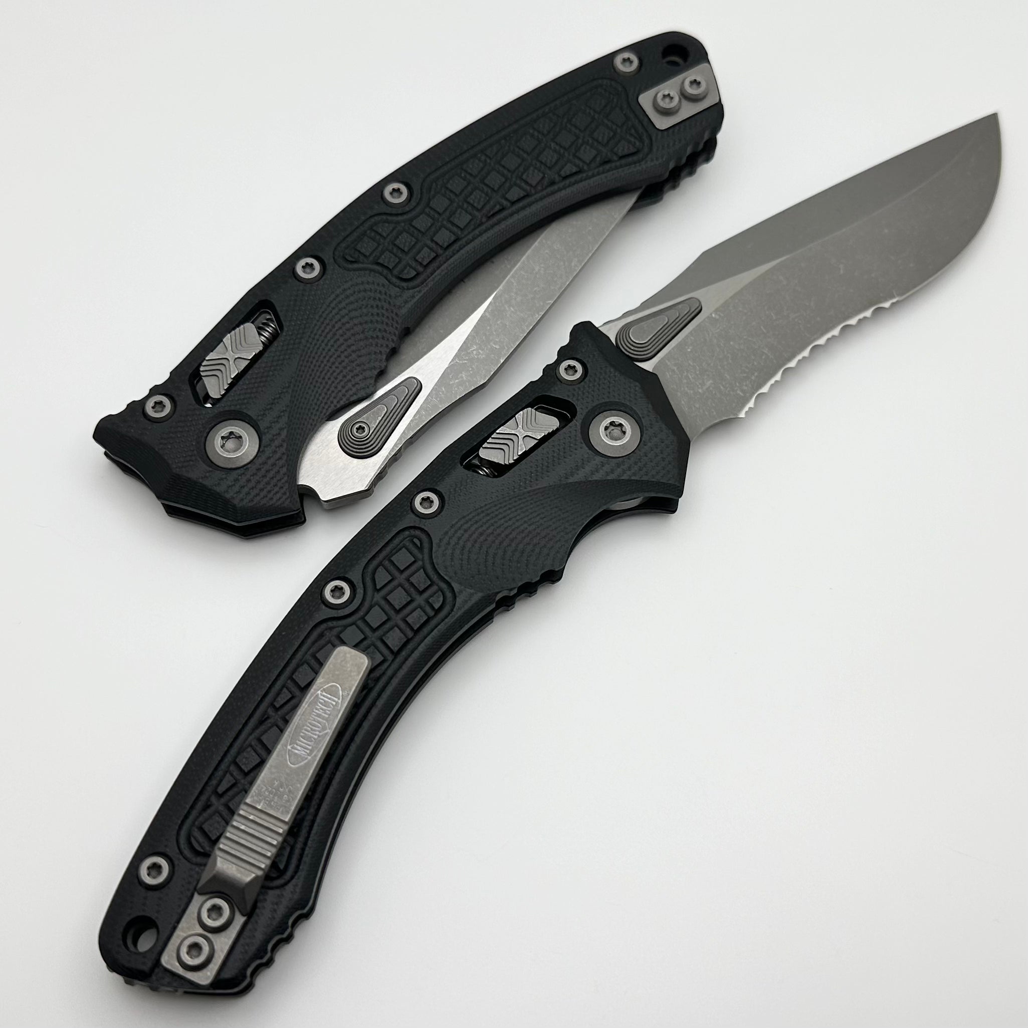 Microtech Amphibian RAM LOK Tactical Knife - Premium Black Frag G-10 Handle & Apocalyptic M390MK Blade