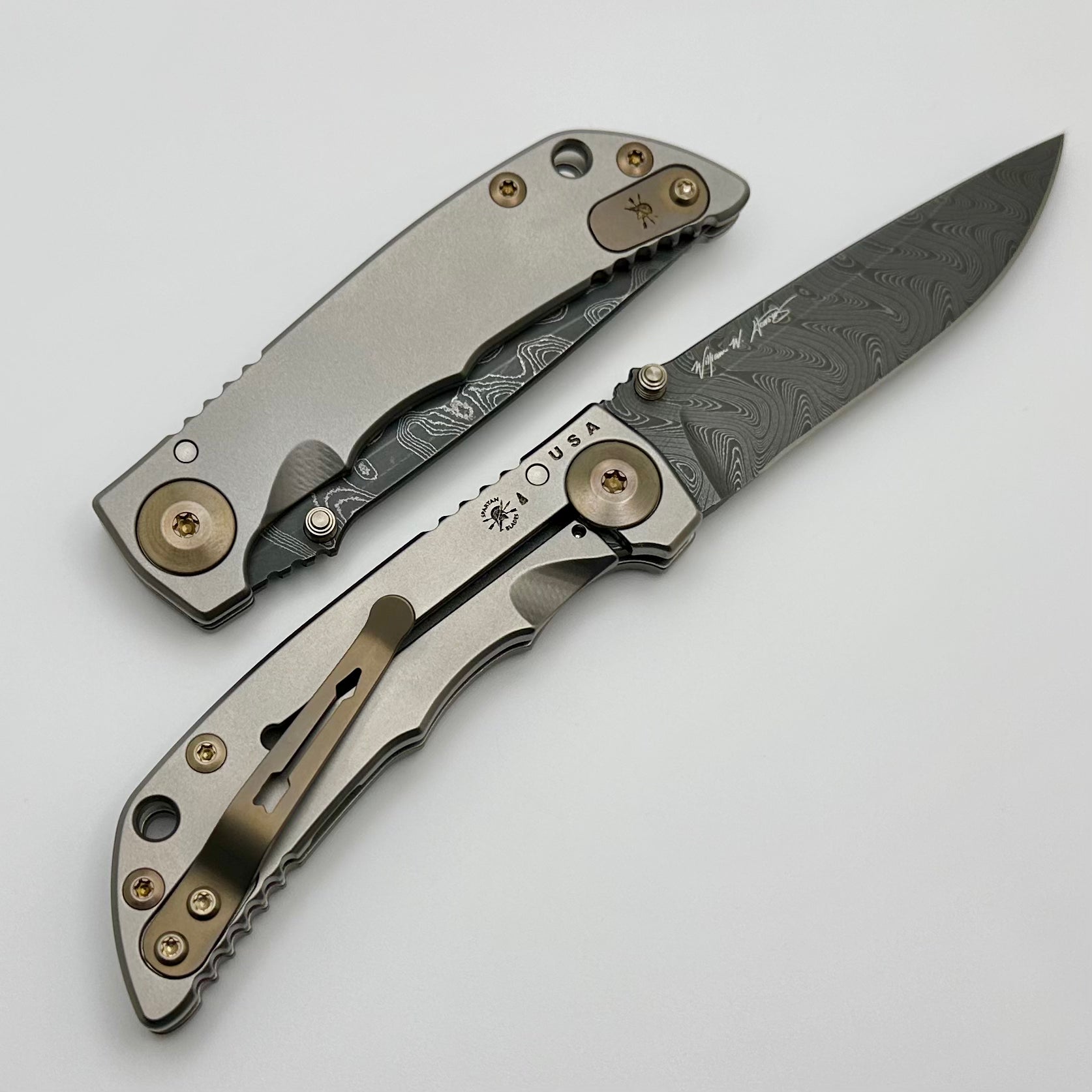 Spartan Blades Harsey Folder 3.25 - Premium Damascus & Bronze Titanium EDC Knife