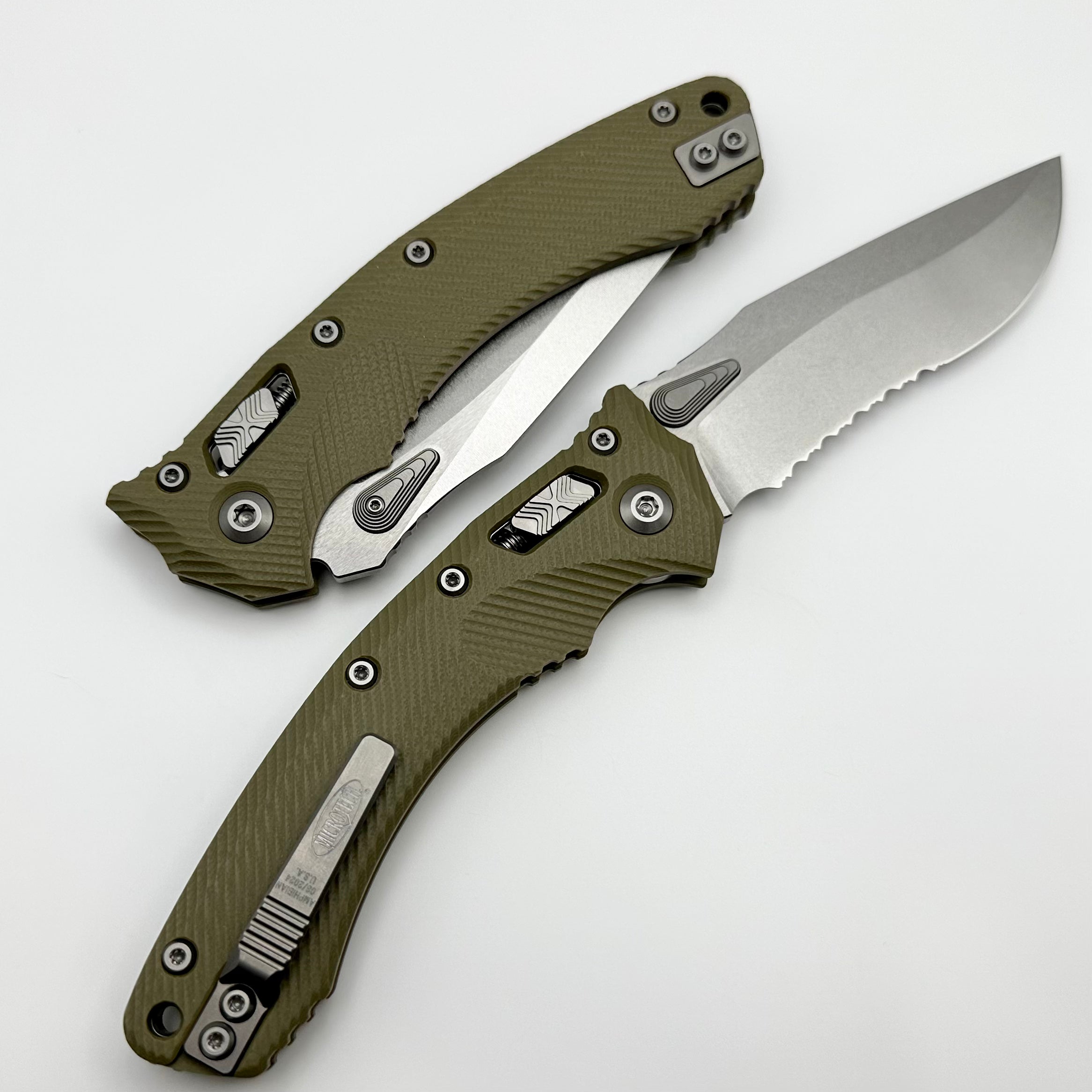 Premium Microtech Amphibian RAM LOK Tactical Knife - OD Green Fluted G-10 & Stonewash M390MK Blade