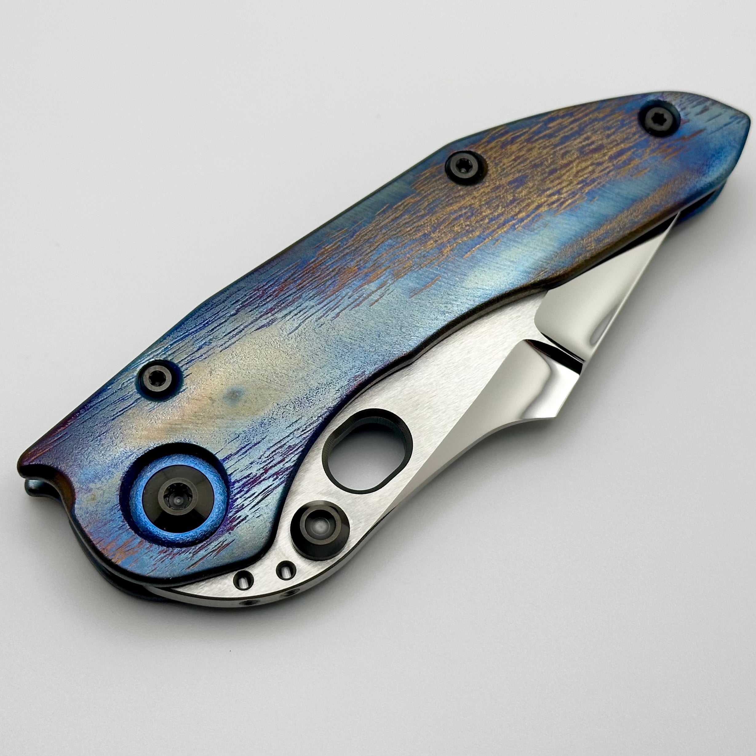 Premium Marfione Custom Stitch Cosmic Knife - Tritium Inlaid Double Star Blade