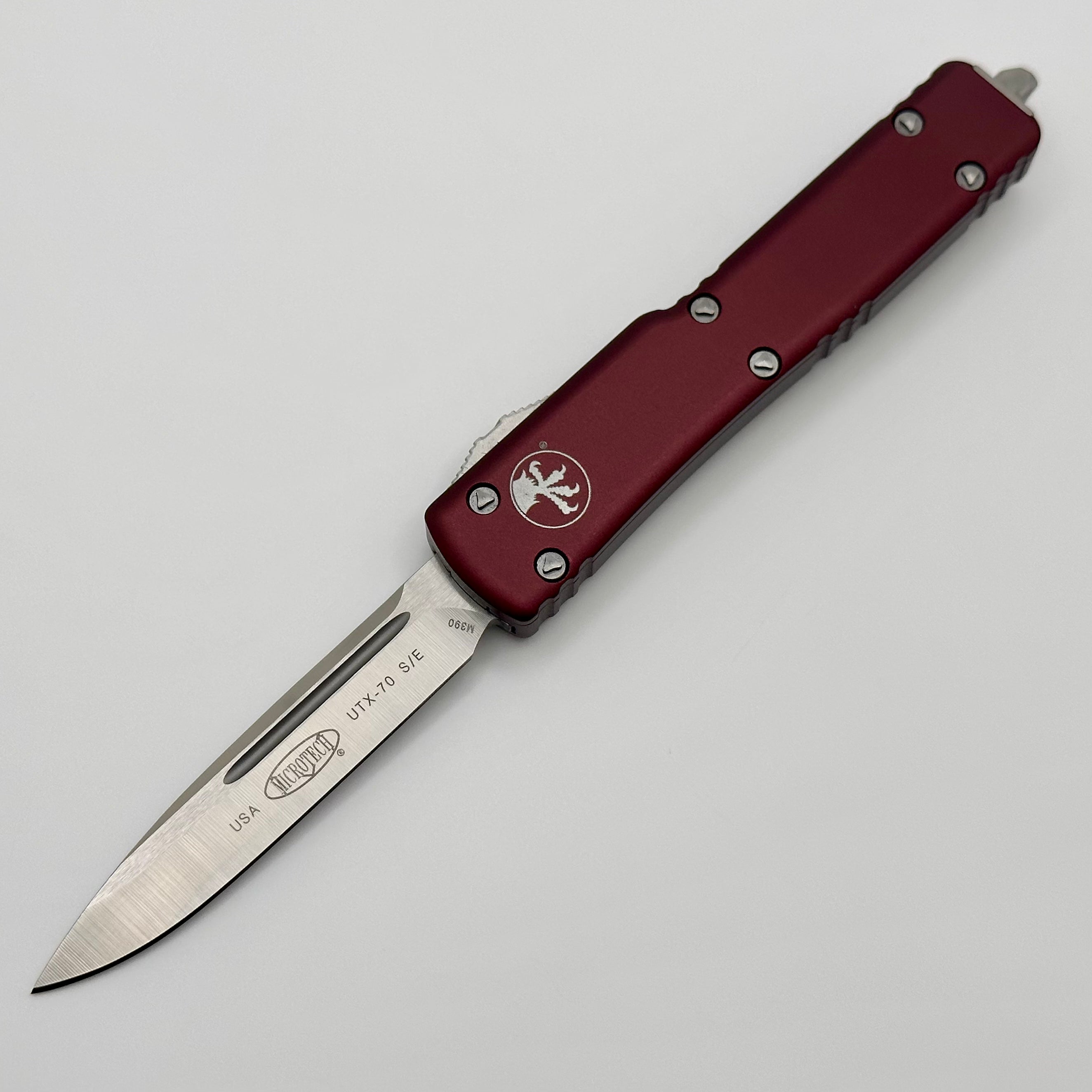 Premium Microtech UTX-70 Compact Tactical Knife - Satin & Merlot (Pre-Owned)