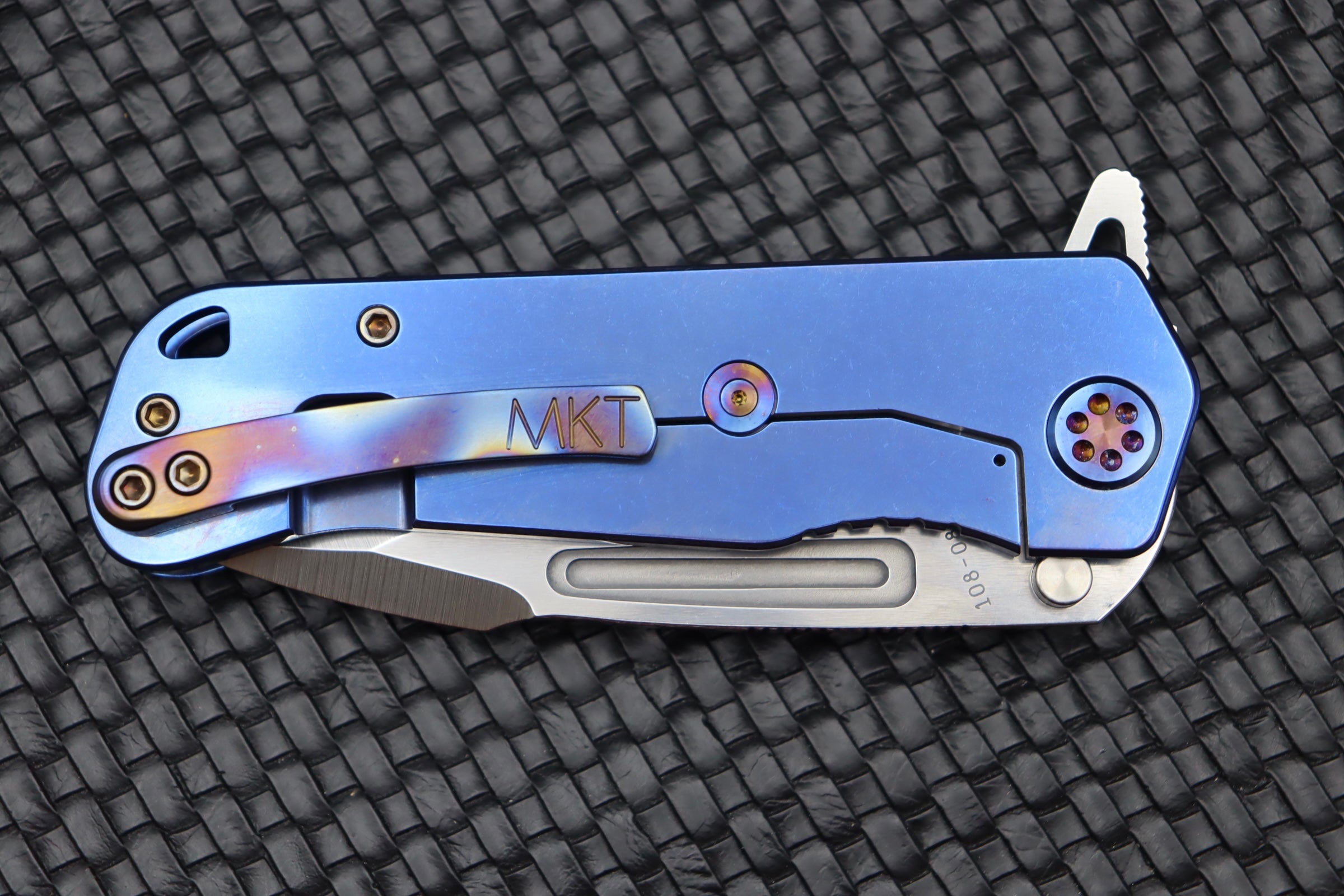 Medford Proxima EDC Knife - Premium S35VN Blade with Blue Handles & Flamed Hardware