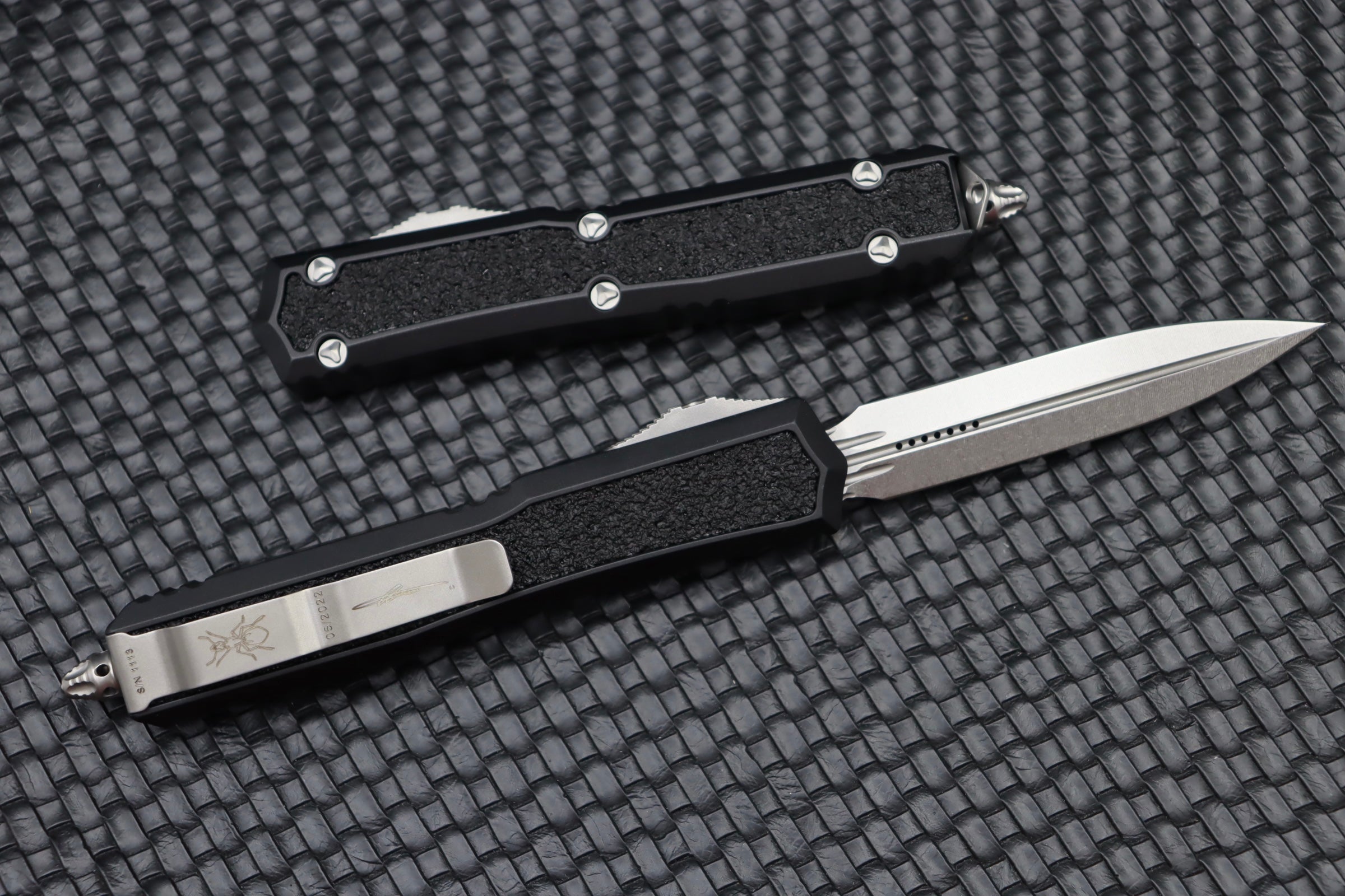 Microtech Makora Premium Double Edge Tactical Knife - Stonewash & Black