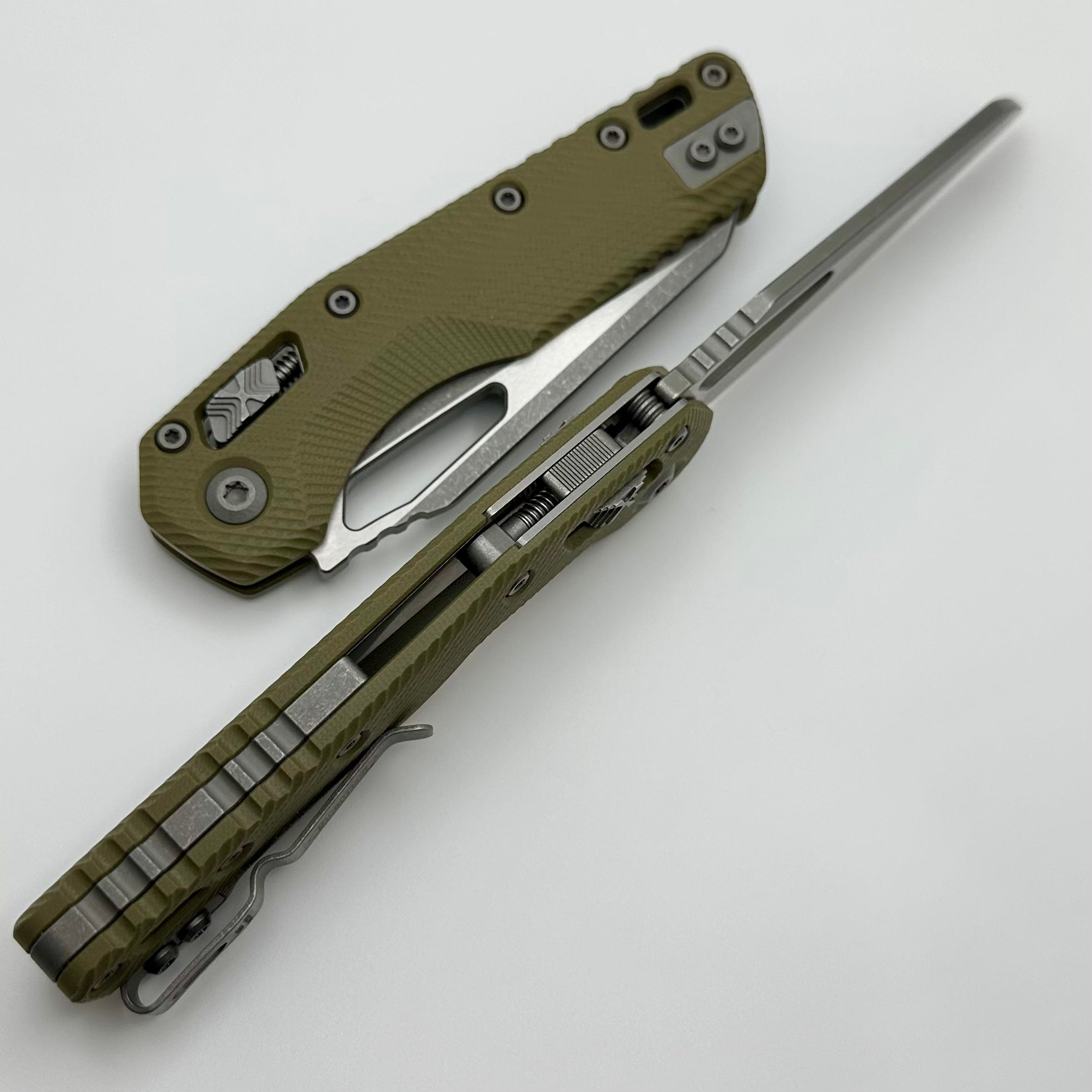 Microtech MSI RAM-LOK Folding Knife - Premium M390MK Steel, OD Green Fluted G-10 Handle