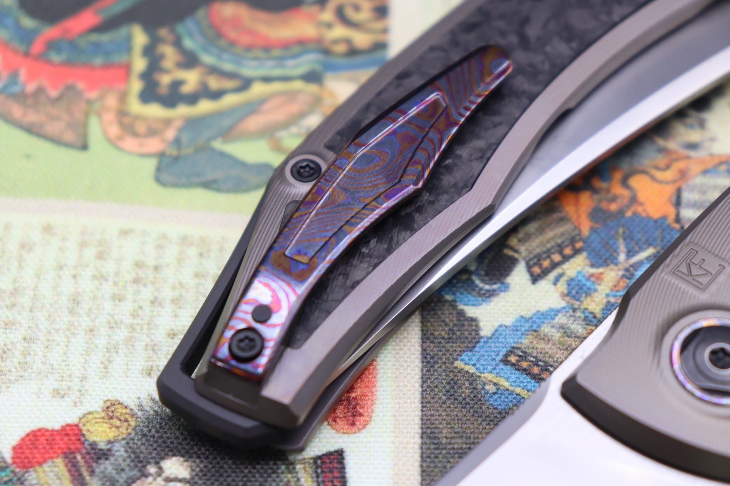 Premium Custom Knife Factory Ablya - Ultimate EDC with Bronze Titanium, Carbon Fiber & Zircuti