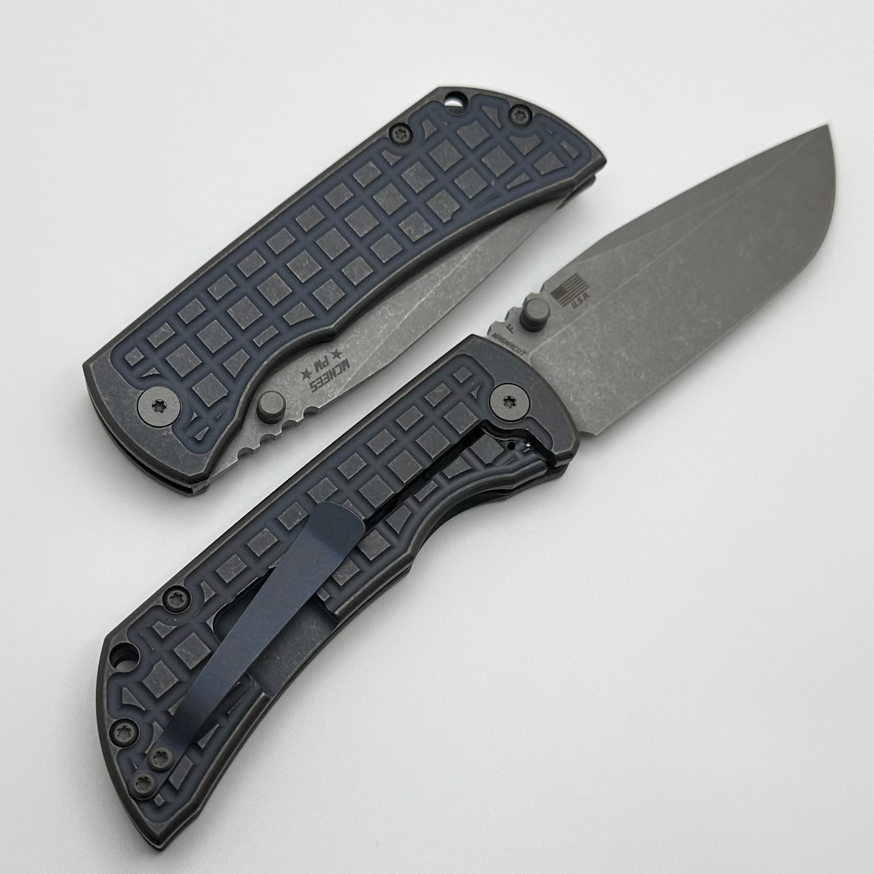 McNees MAC 2 3.5 Ultimate EDC Knife - Blue & Bronze Atomic Frag w/ Matte Stonewash MagnaCut