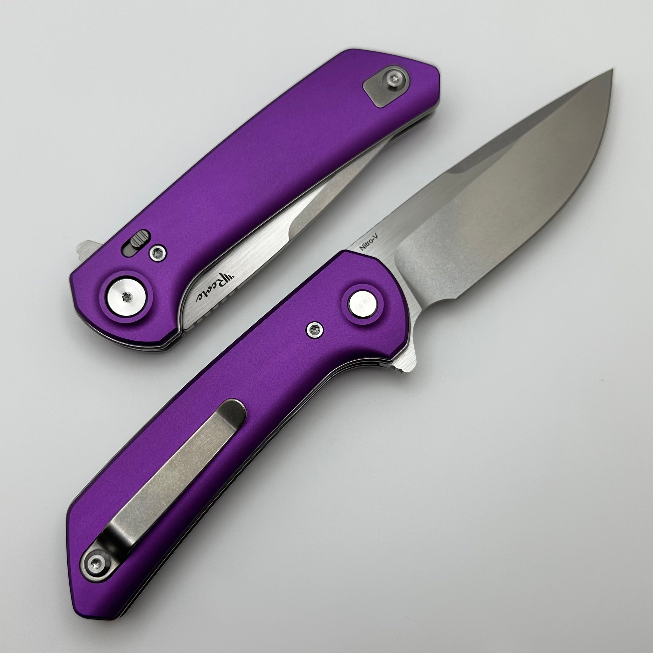 Reate Knives PL-XF Ultimate Folding Knife - Purple Aluminum & Nitro-V Blade