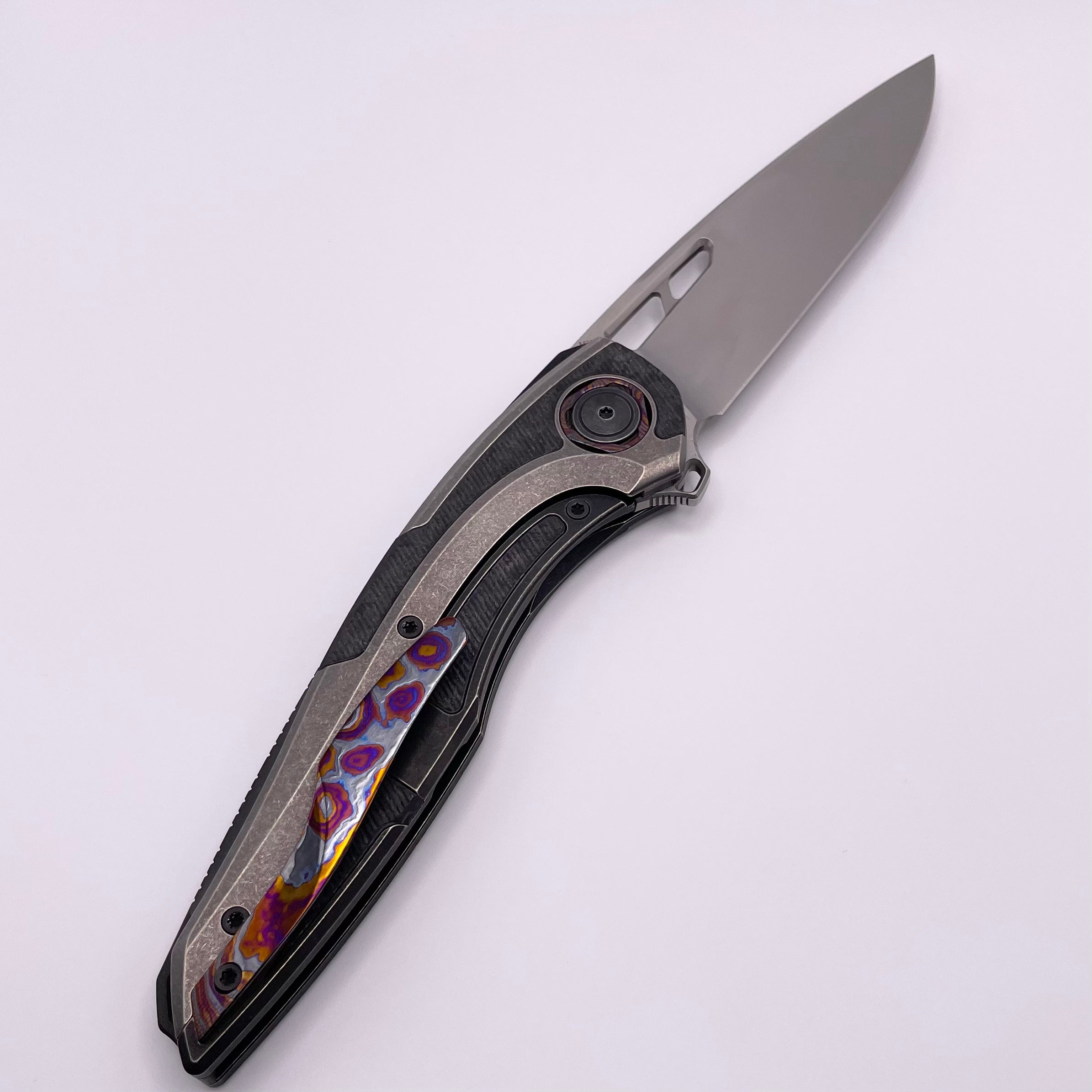 Custom Knife Factory Sukhoi-4 Titanium & Carbon Fiber Folding Knife - Premium M398 Blade, ZircuTi Accents, Pre-Owned