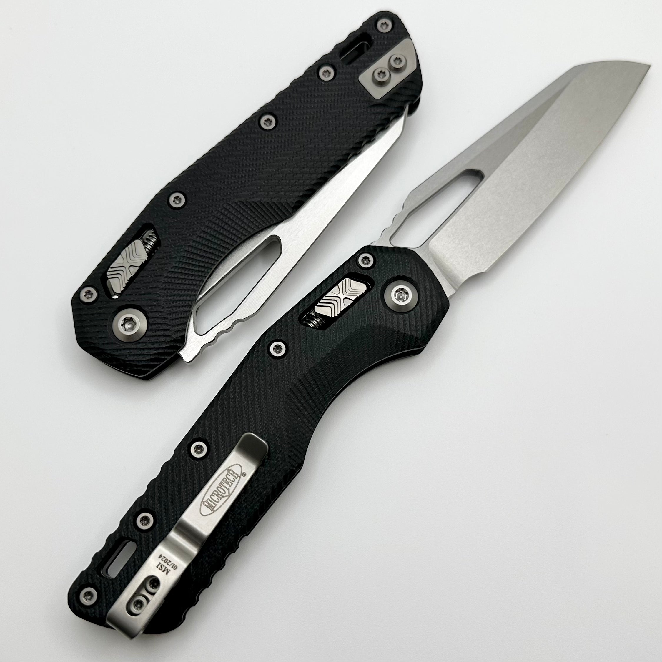 Microtech MSI RAM LOK Premium Folding Knife - Black Fluted G-10 & Stonewash M390MK