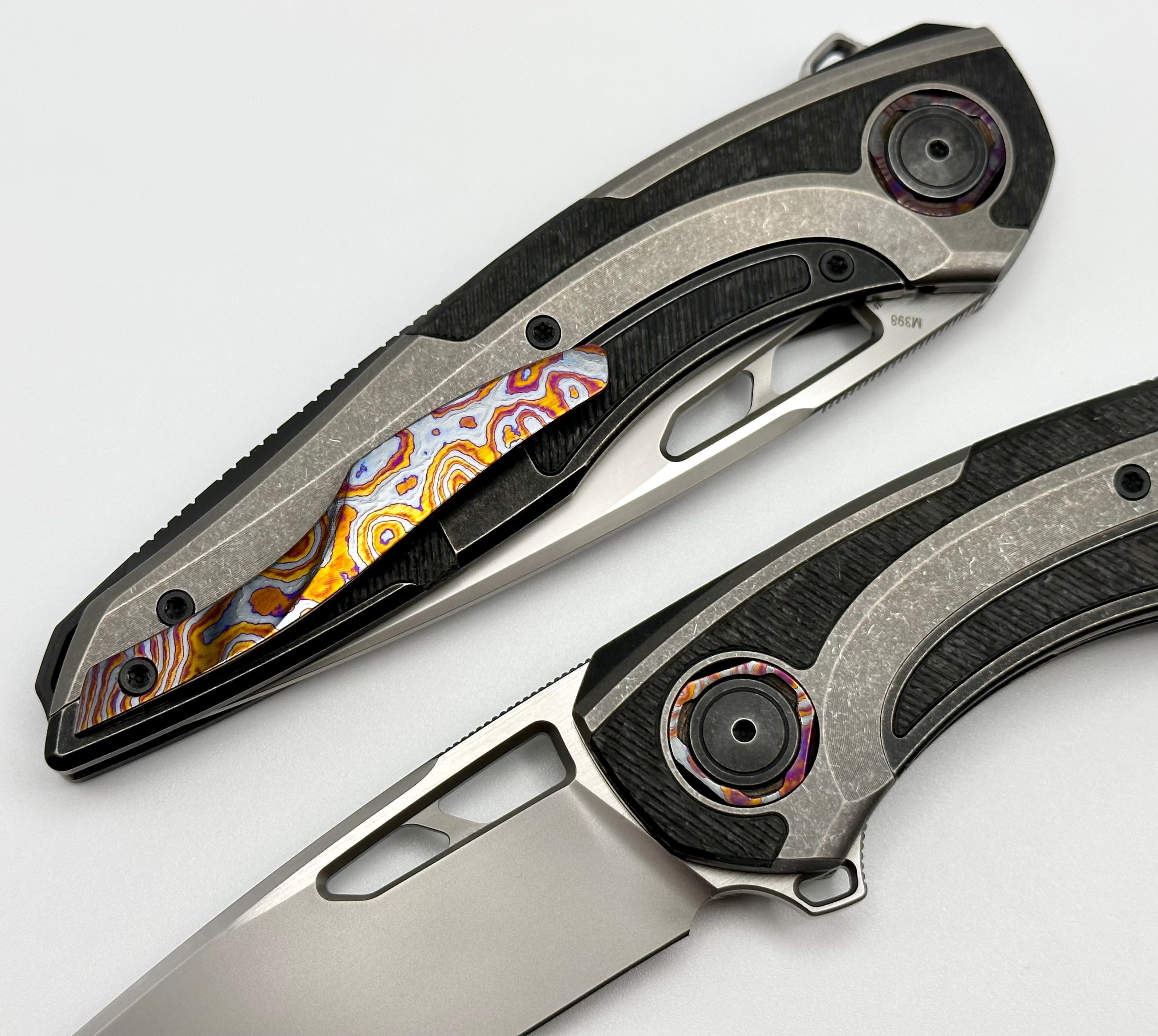 Custom Knife Factory Sukhoi-4 Titanium & Carbon Fiber Folding Knife - Premium M398 Blade