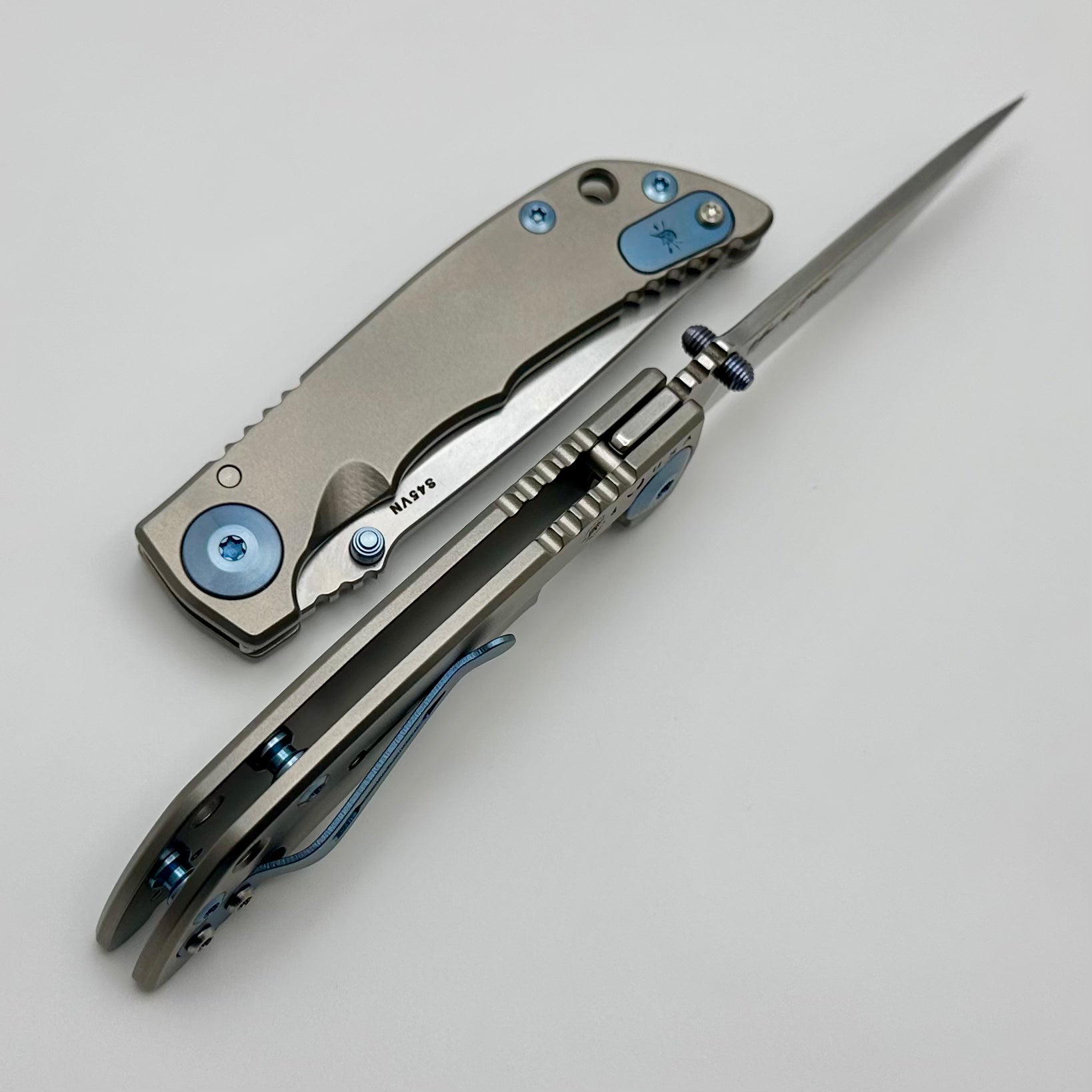 Premium Spartan Blades Harsey Folder 3.25 Stonewashed - Ultimate Blue Accents EDC Knife