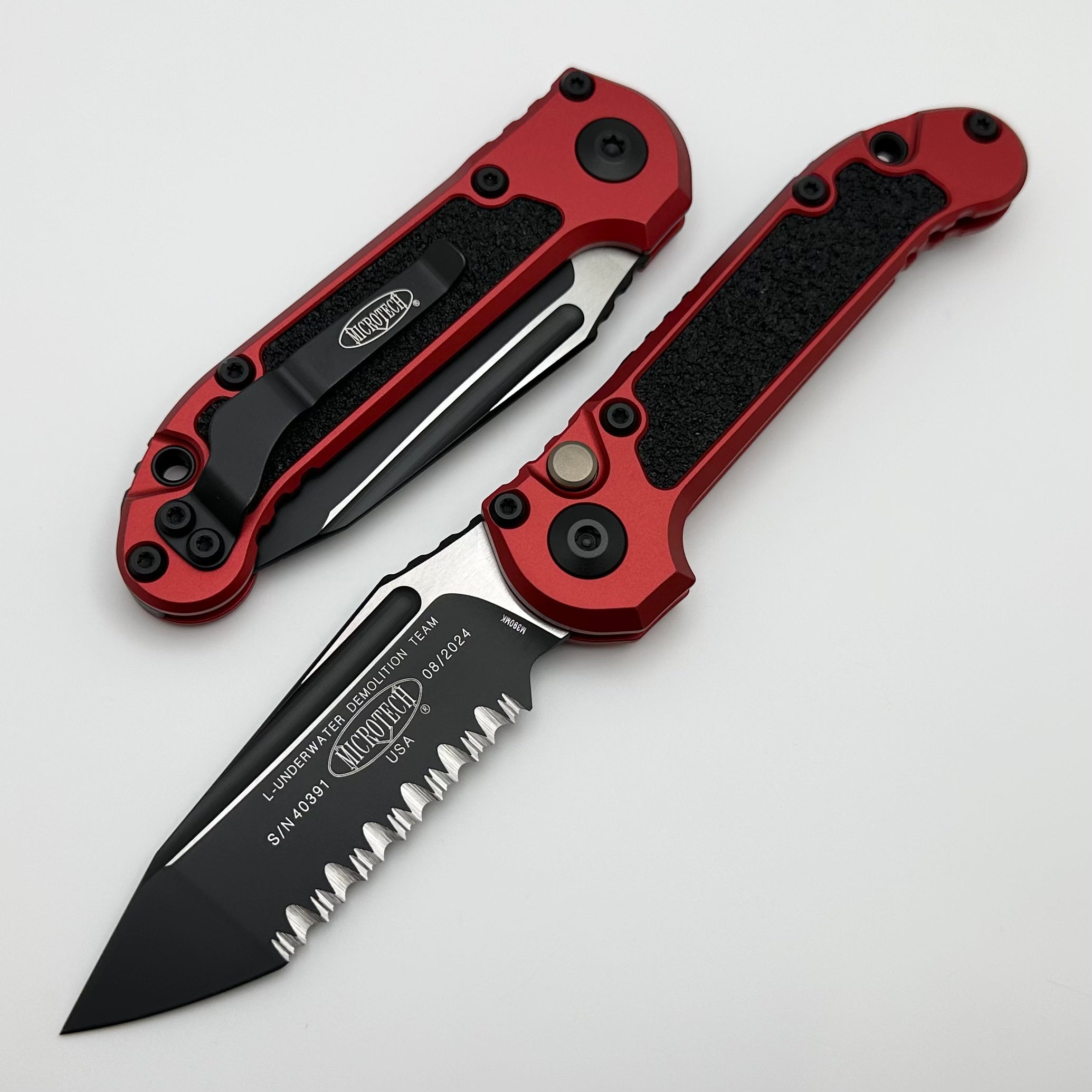 Premium Microtech LUDT Gen III Tactical Knife - Black Tanto Blade with Red Aluminum Handle