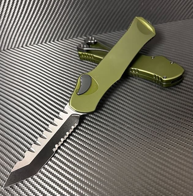 Premium Heretic Hydra V3 Tactical Knife - OD Green Aluminum Handle, Black Tanto MagnaCut Blade