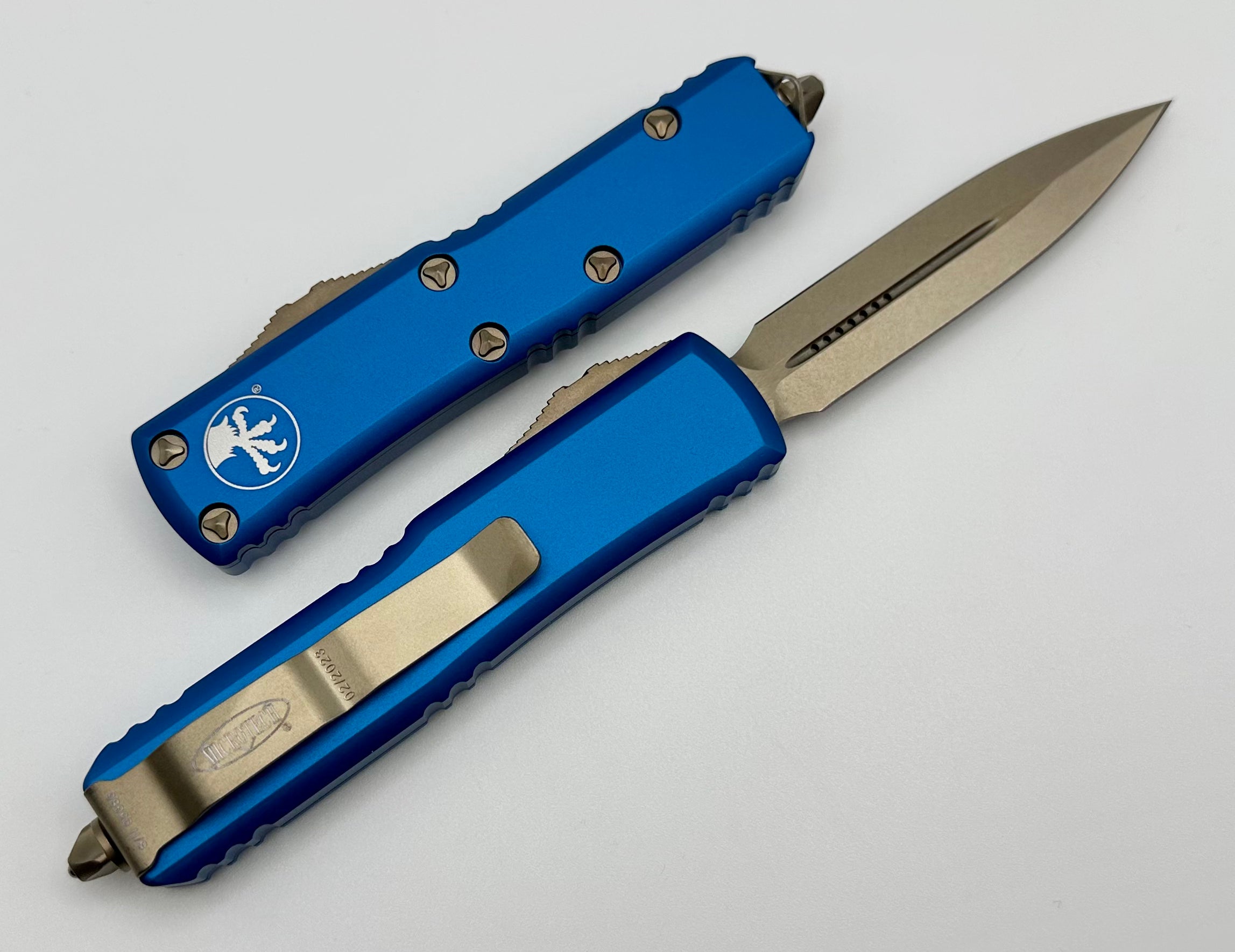 Microtech UTX-85 Premium EDC Knife - Bronze & Blue Double Edge