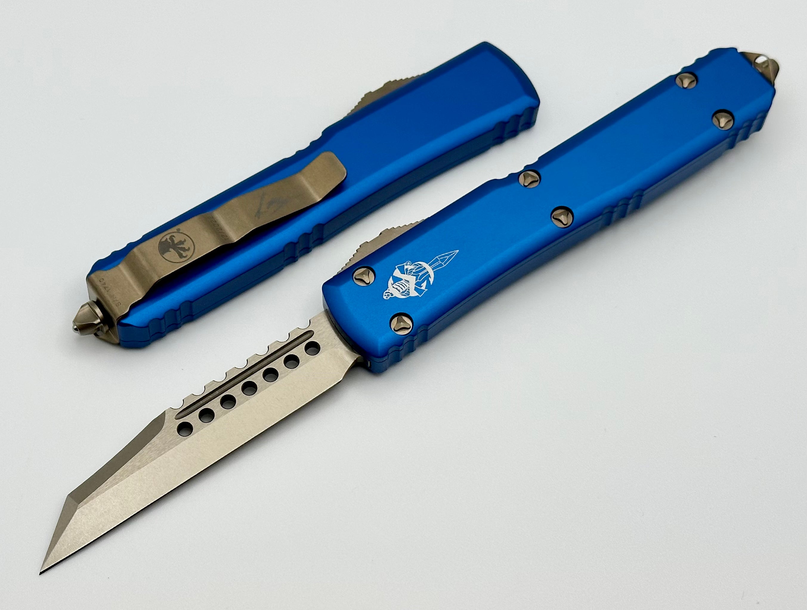 Microtech Ultratech Warhound Bronze & Blue OTF Knife - Premium Tactical EDC