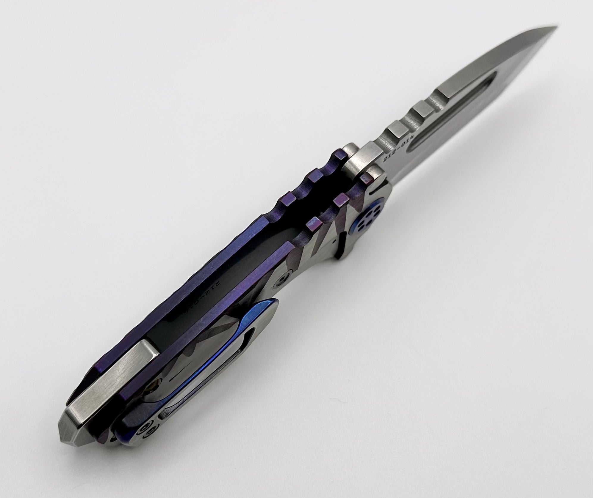 Medford Micro Praetorian T - Compact Tactical Knife with S45 Tumbled Tanto Blade & Violet Accents