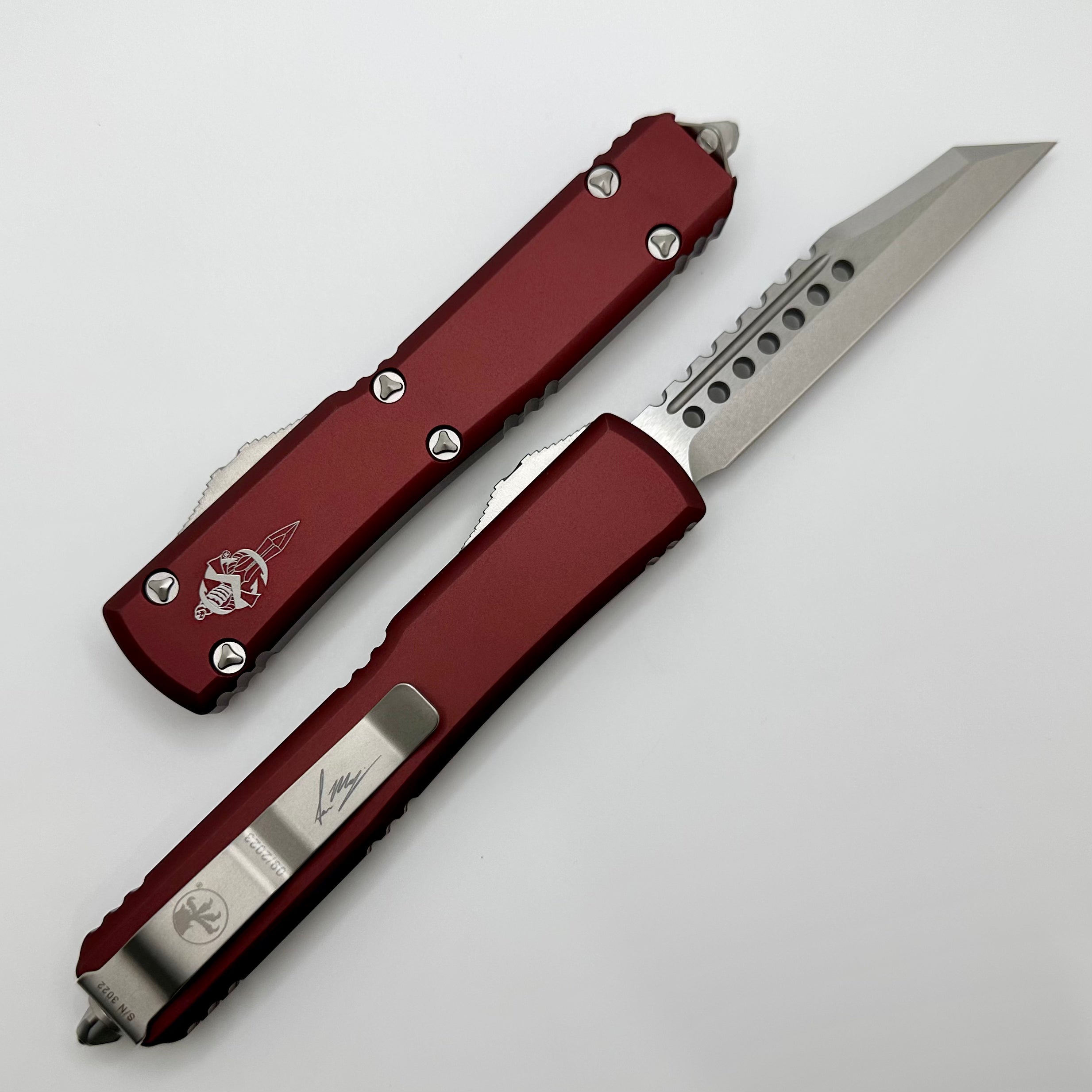 Microtech Ultratech Warhound Stonewash & Merlot Signature Series | Premium OTF Knife