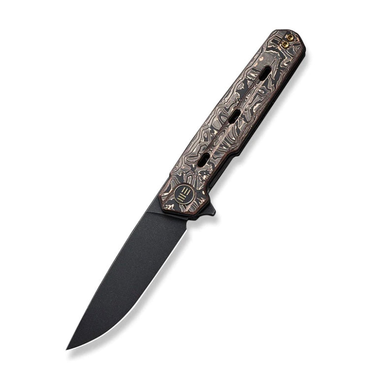 Premium WE Knife Navo Flipper - Copper Foil Carbon Fiber & Black Stonewash CPM-20CV