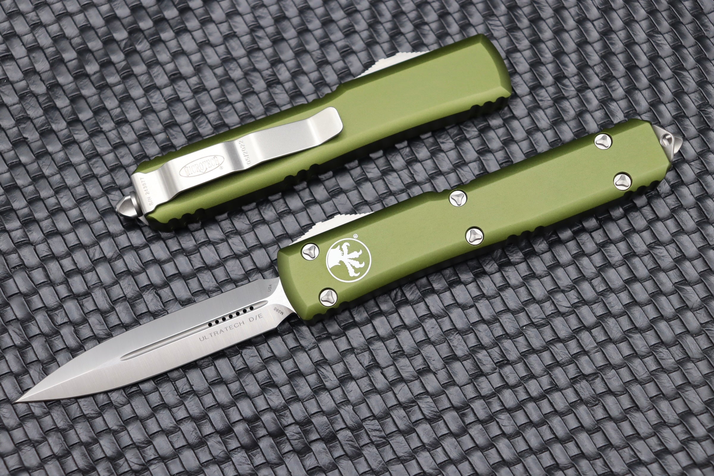 Microtech Ultratech Premium Double Edge OTF Knife - Satin Finish & OD Green