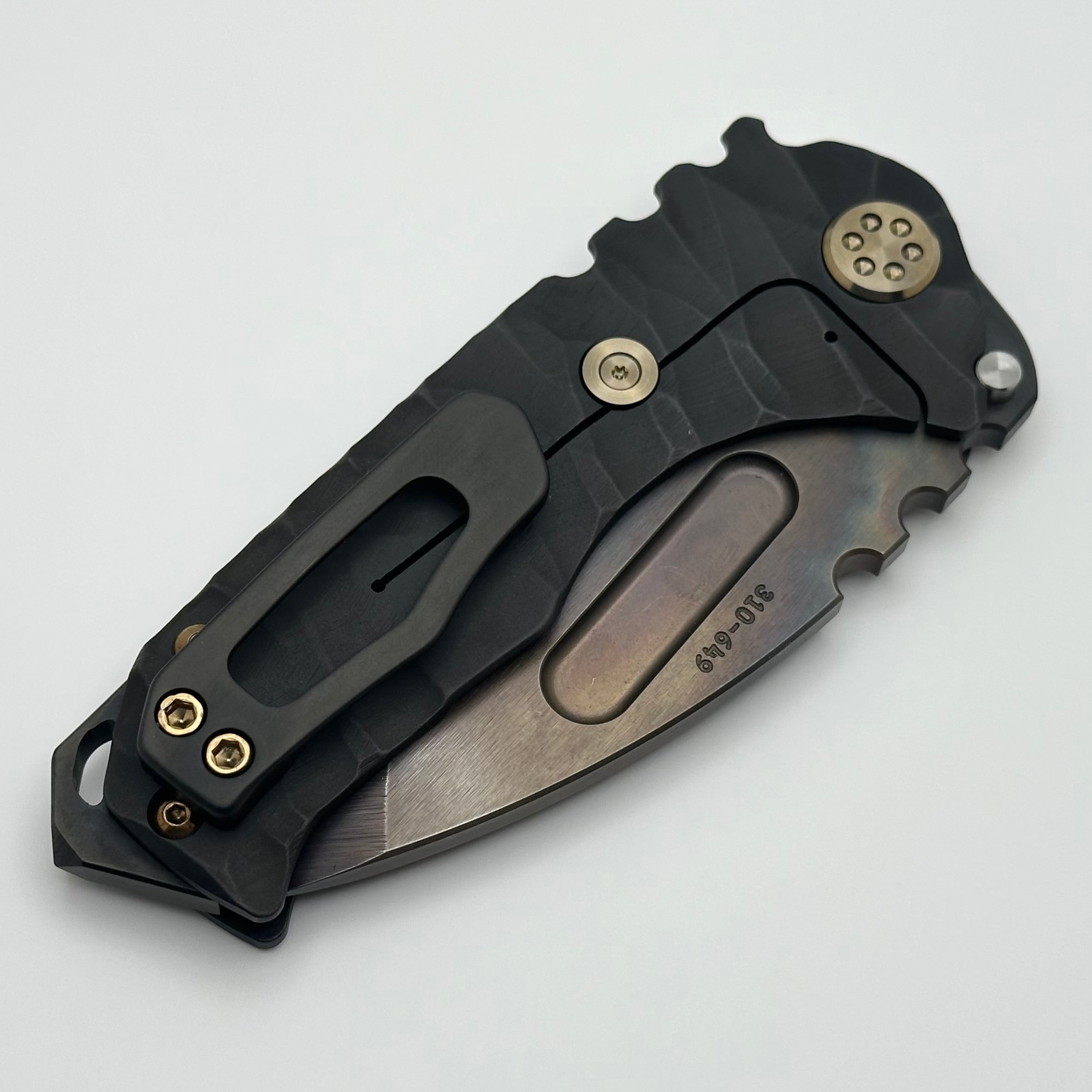 Medford Praetorian Genesis T Black Predator Knife with Bronze Hardware & Vulcan Tanto S45VN Blade