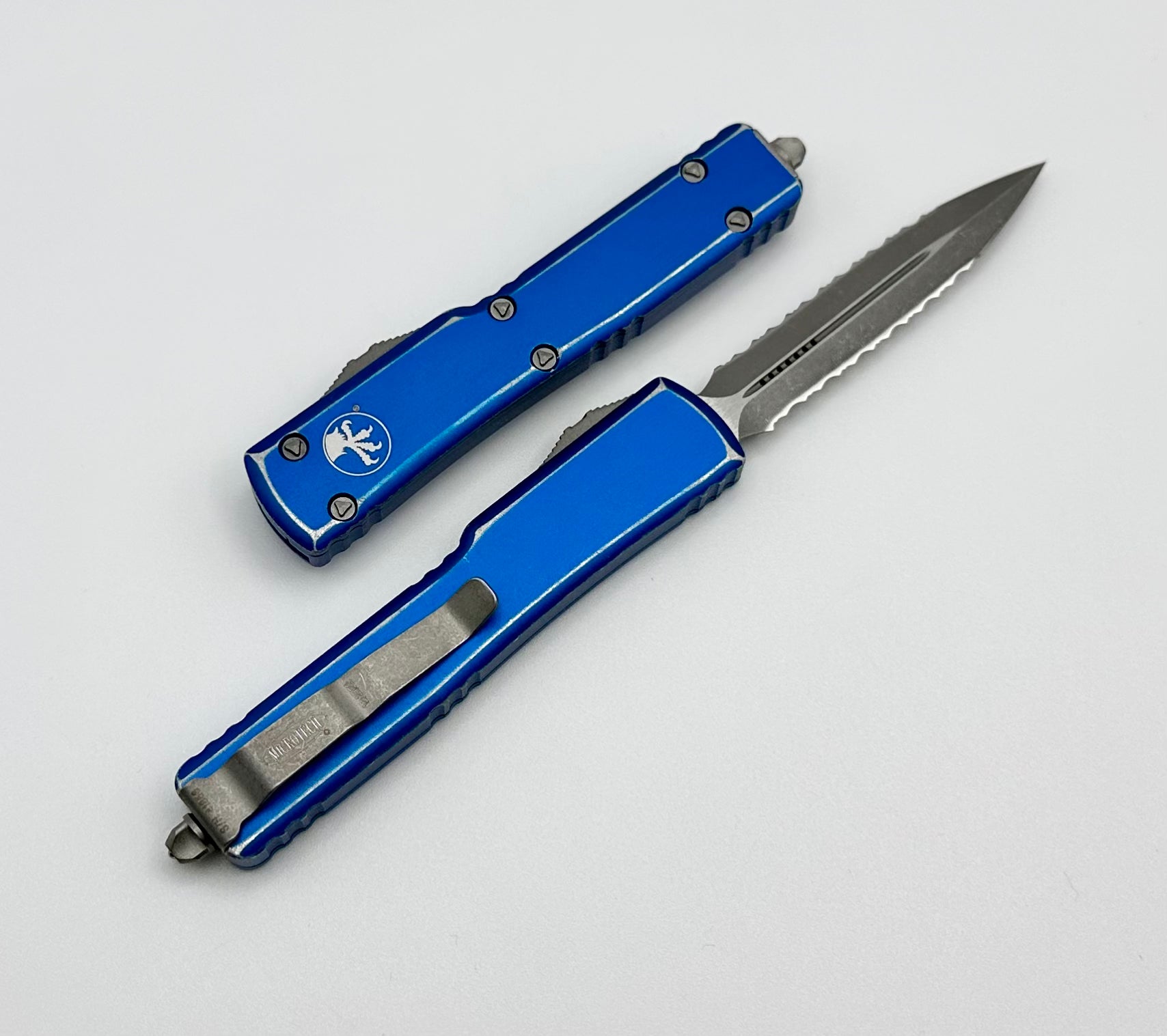 Microtech UTX-70 Apocalyptic Blue Double Edge Knife - Compact & Durable