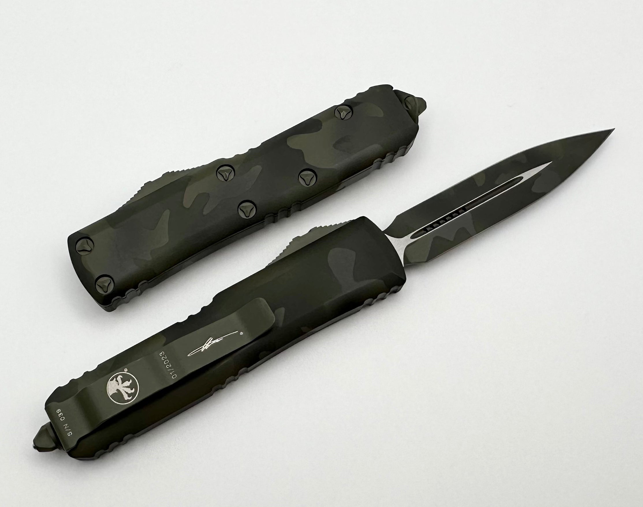 Microtech UTX-85 Premium Double Edge Tactical Knife - Olive Camo