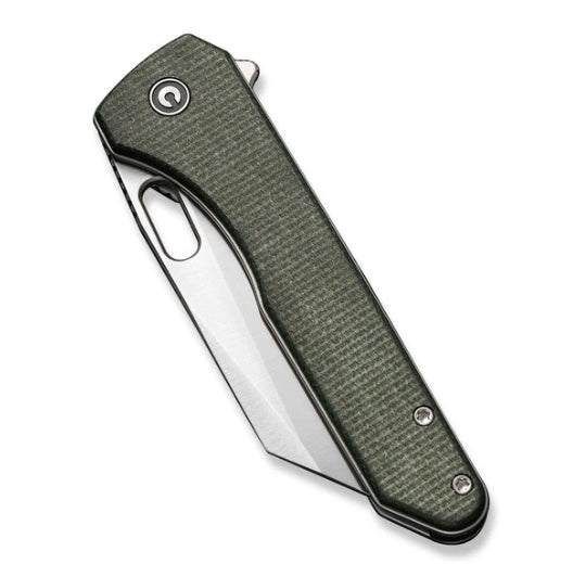 Civivi Nugz Premium Folding Knife - Green Canvas Micarta & Satin 14C28N Blade