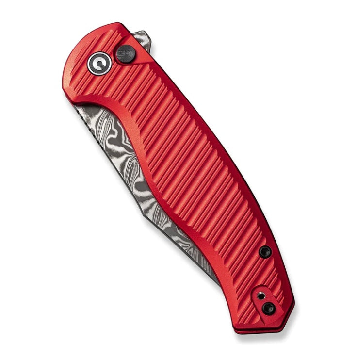 Civivi Stormhowl Premium Damascus Folding Knife with Red Aluminum Handles